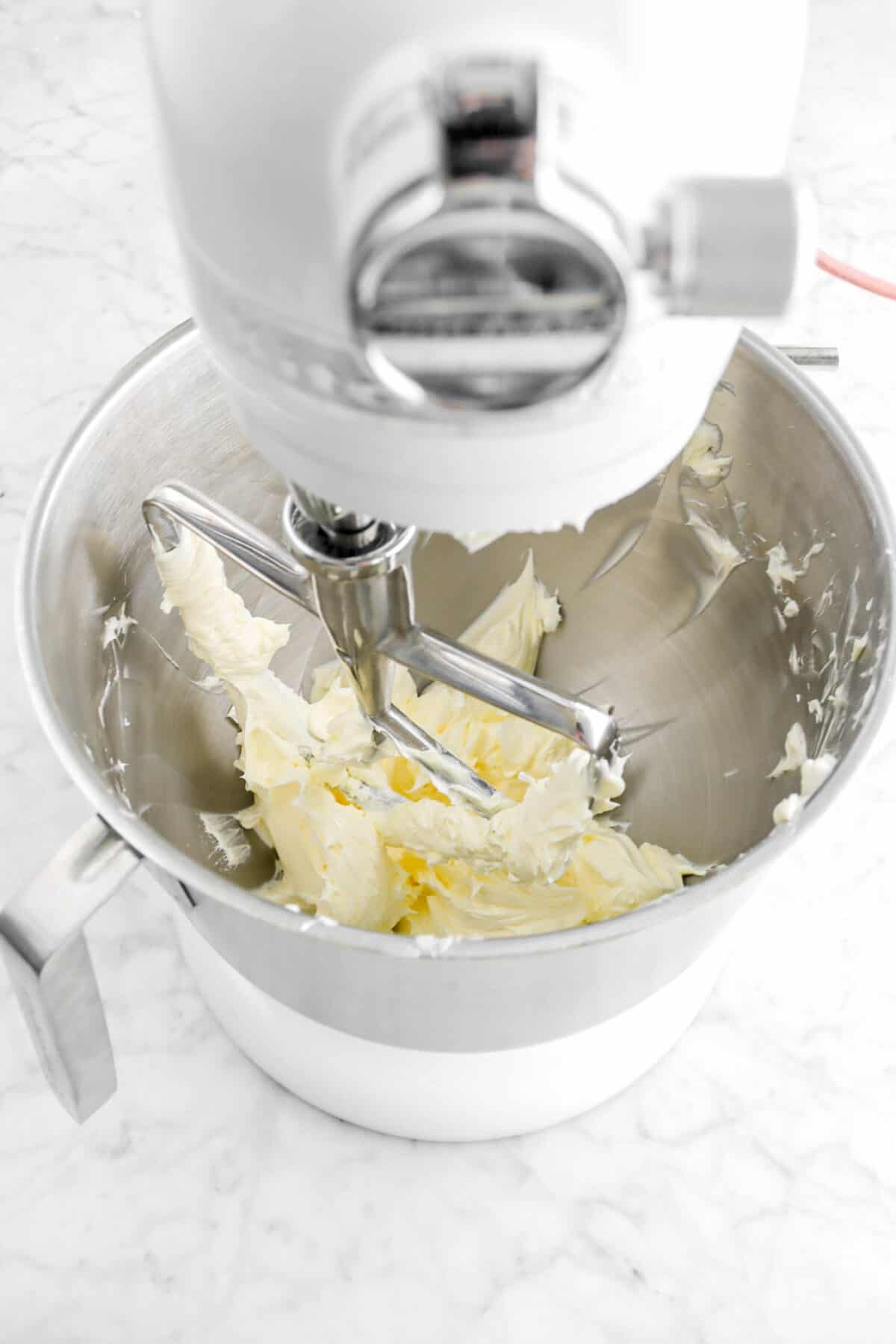 butter beaten until light and fluffy in mixer