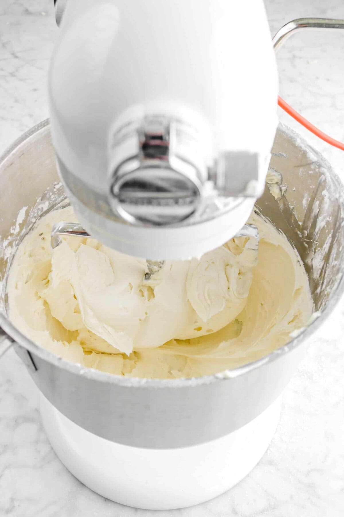 frosting on mixer bowl