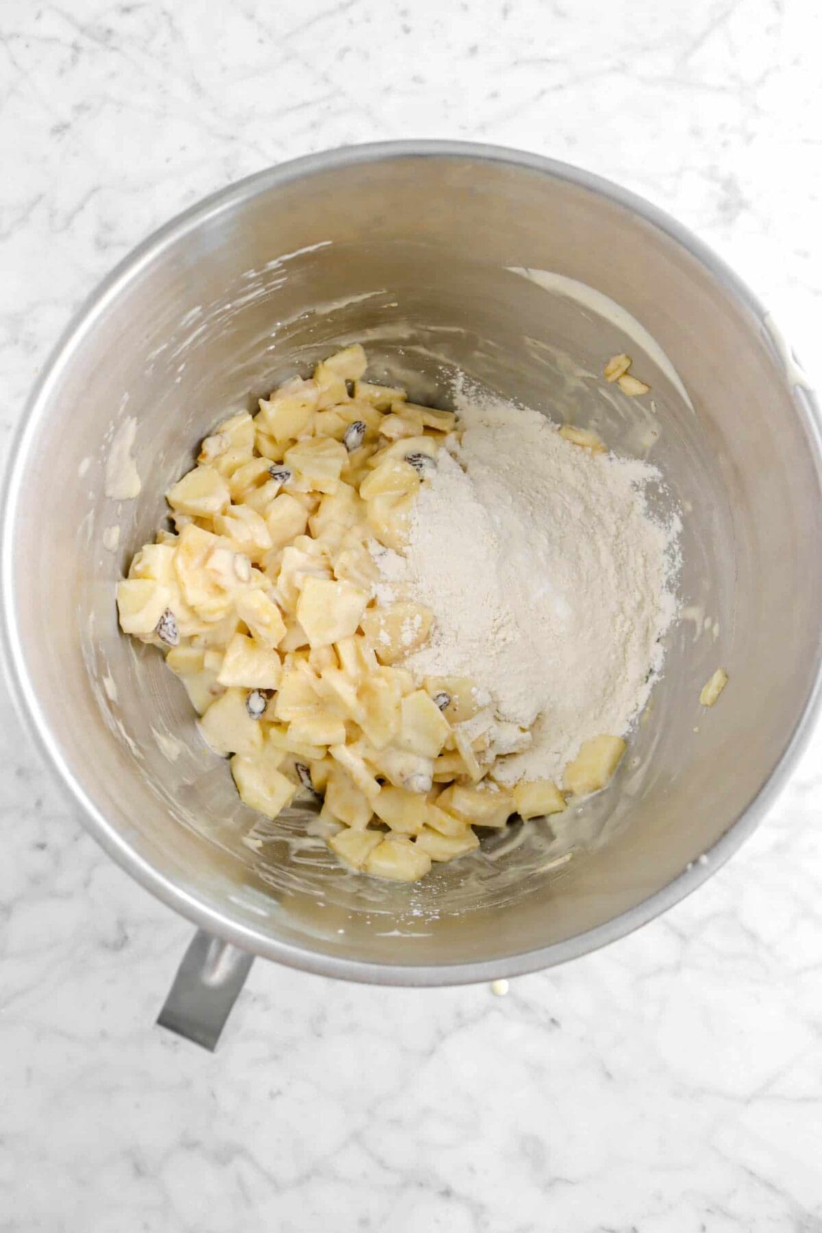dry ingredients added to batter