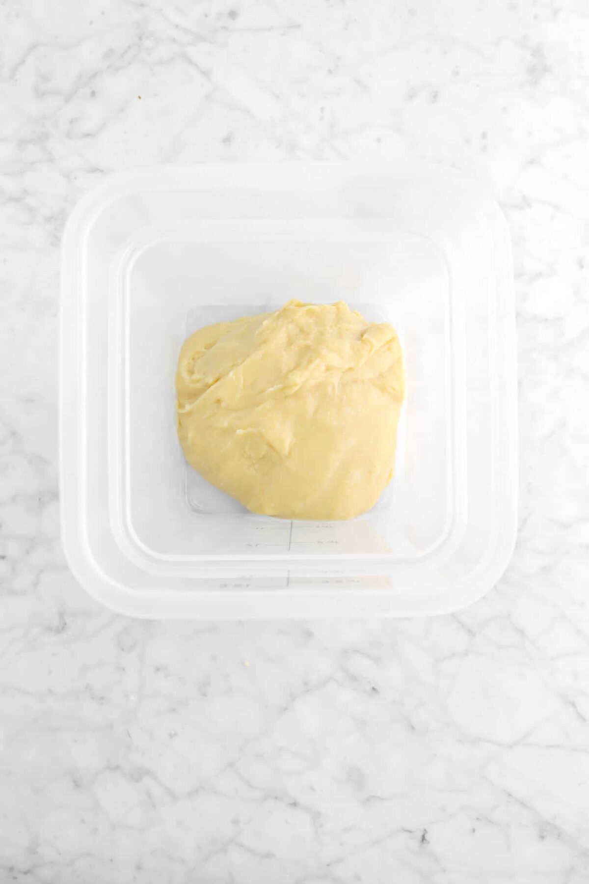 dough in plastic container
