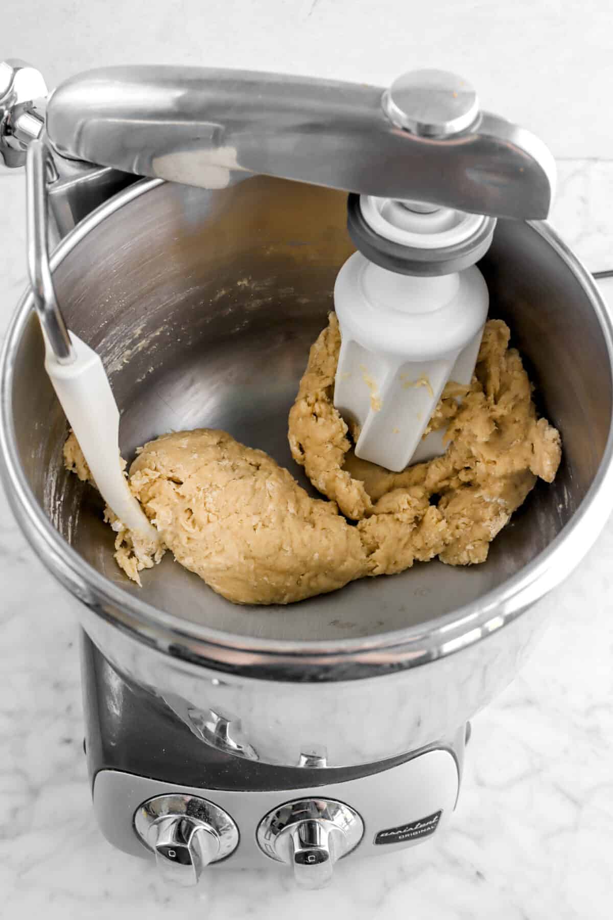rough dough in mixer