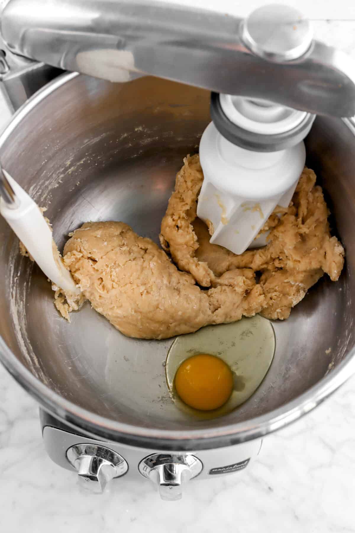 egg added to rough dough
