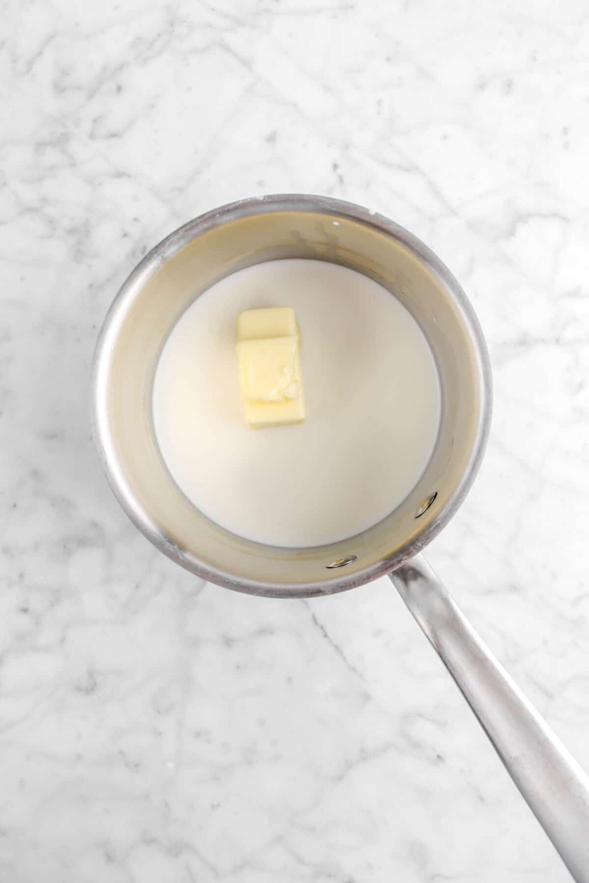 milk and butter in small pot