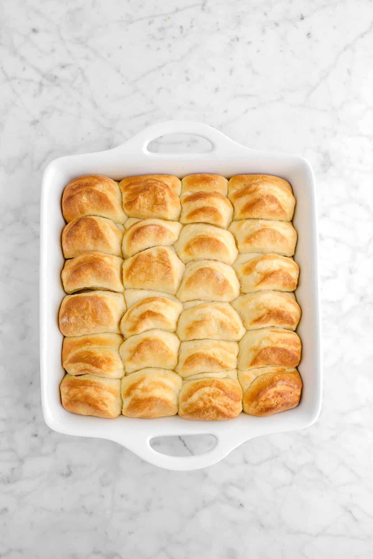 baked rolls in square casserole