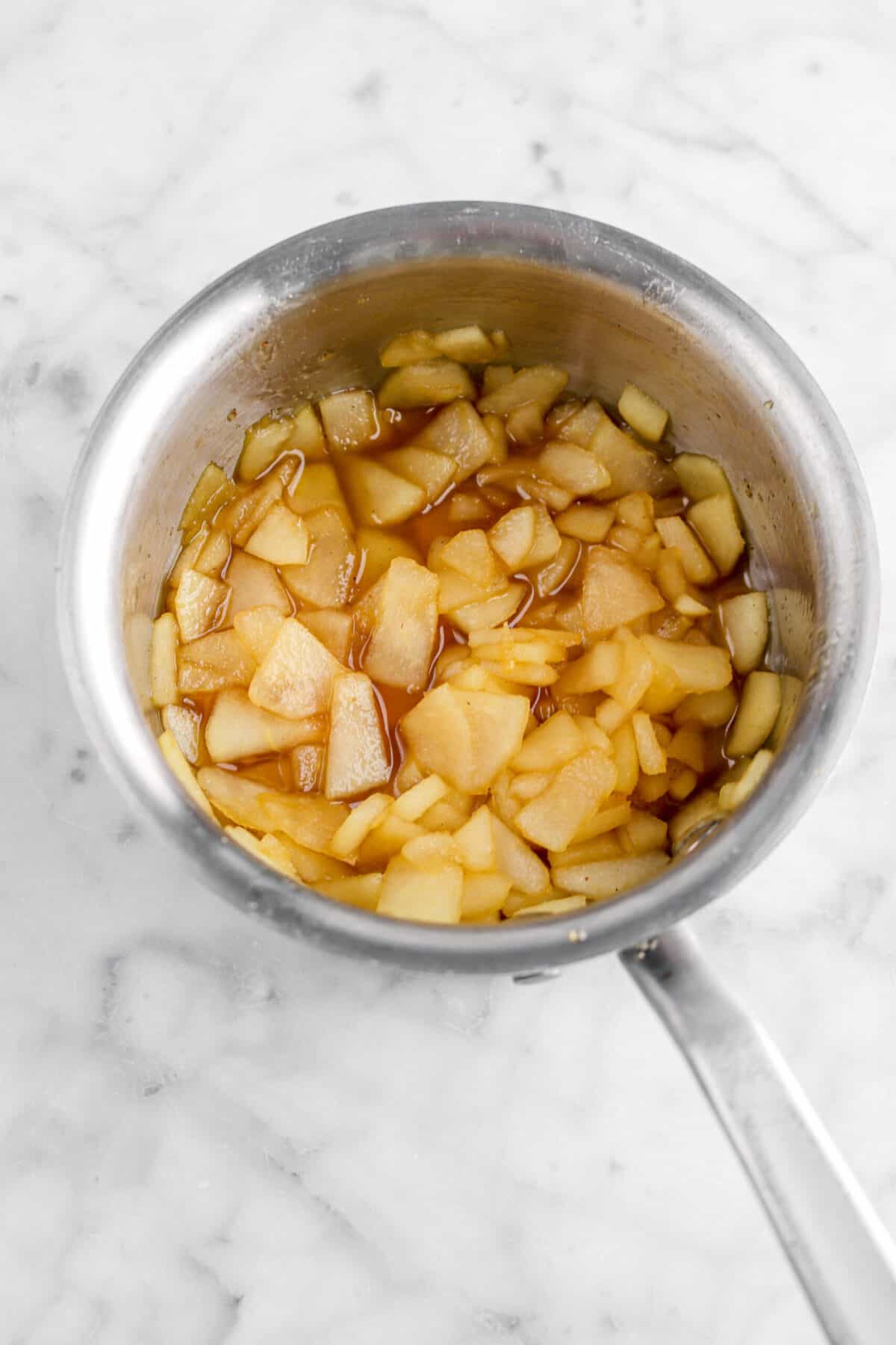 caramelized pears in small pot
