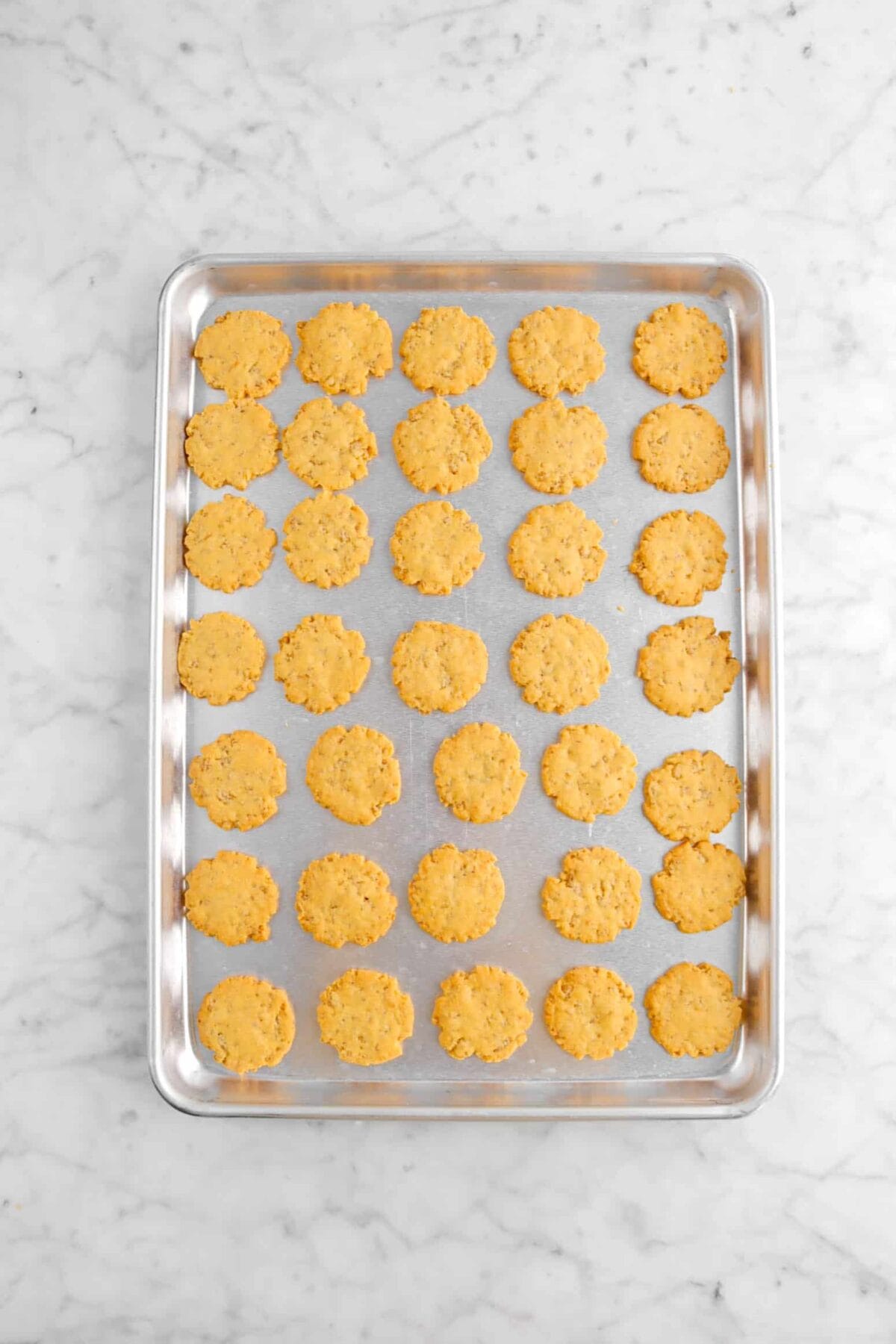baked crackers on sheet pan