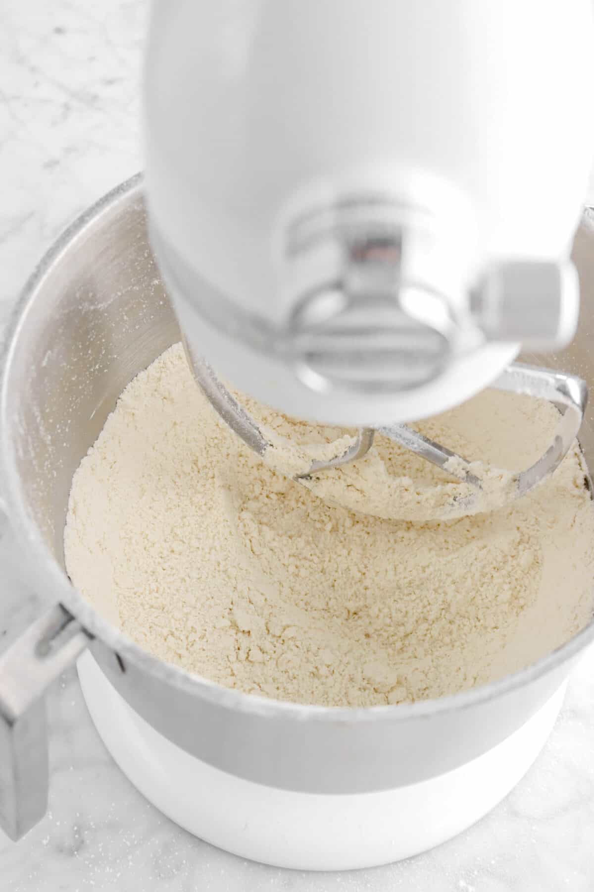 flour mixture in mixer