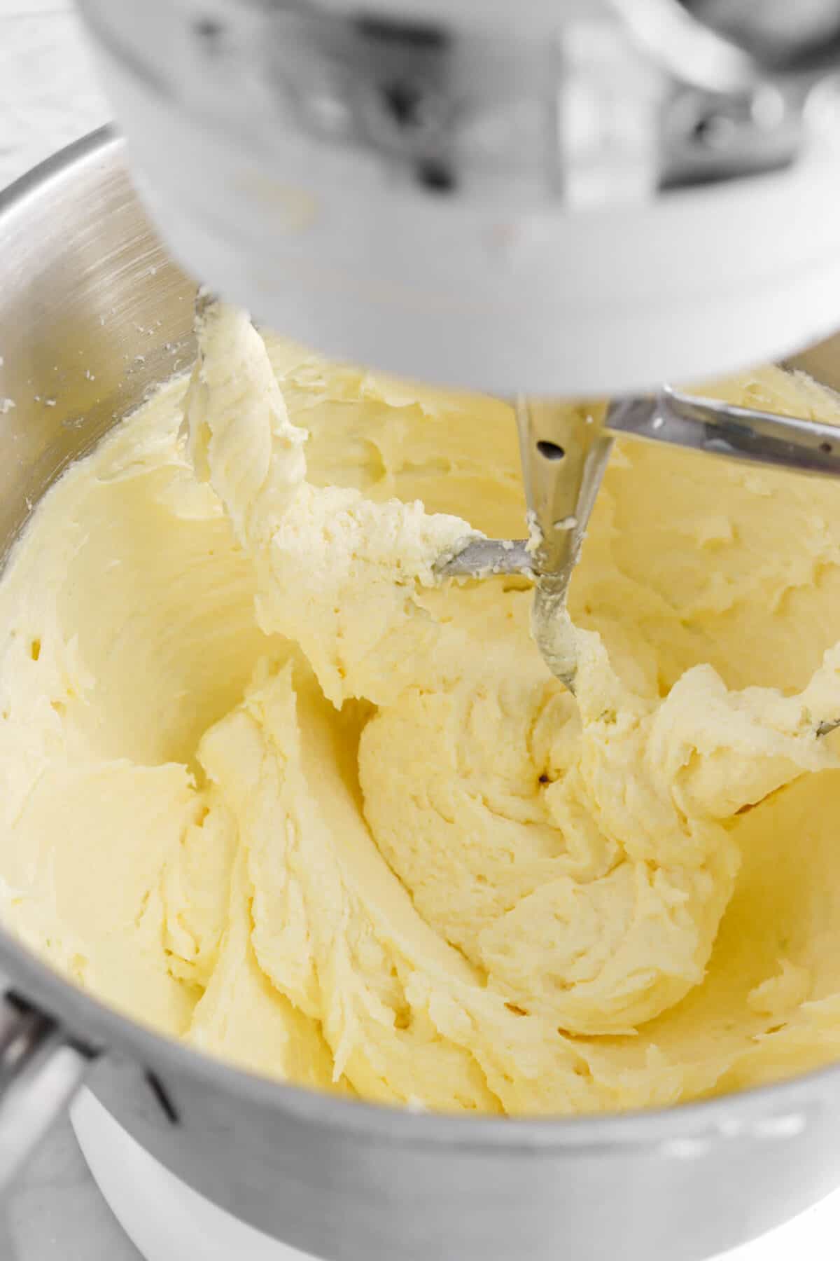egg beaten into butter mixture