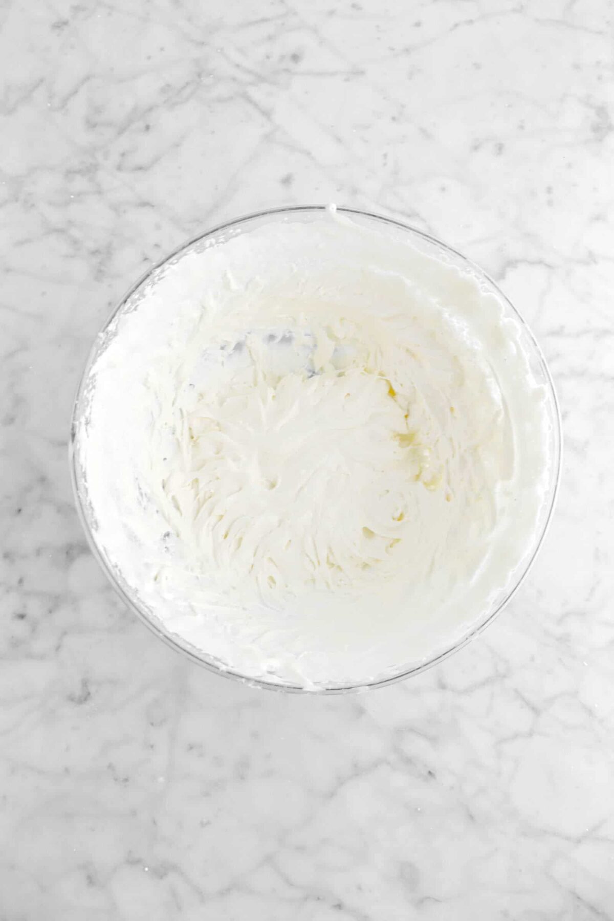 eggnog whip cream in glass bowl