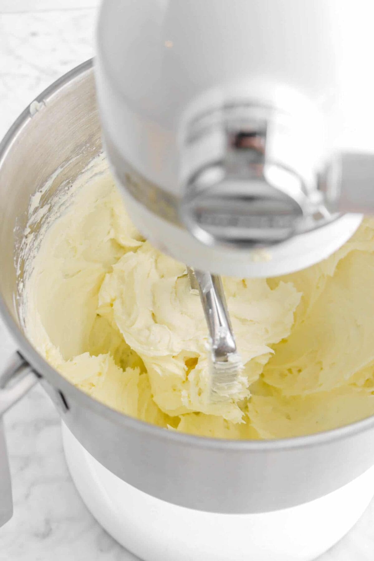 creamed cream cheese in mixer