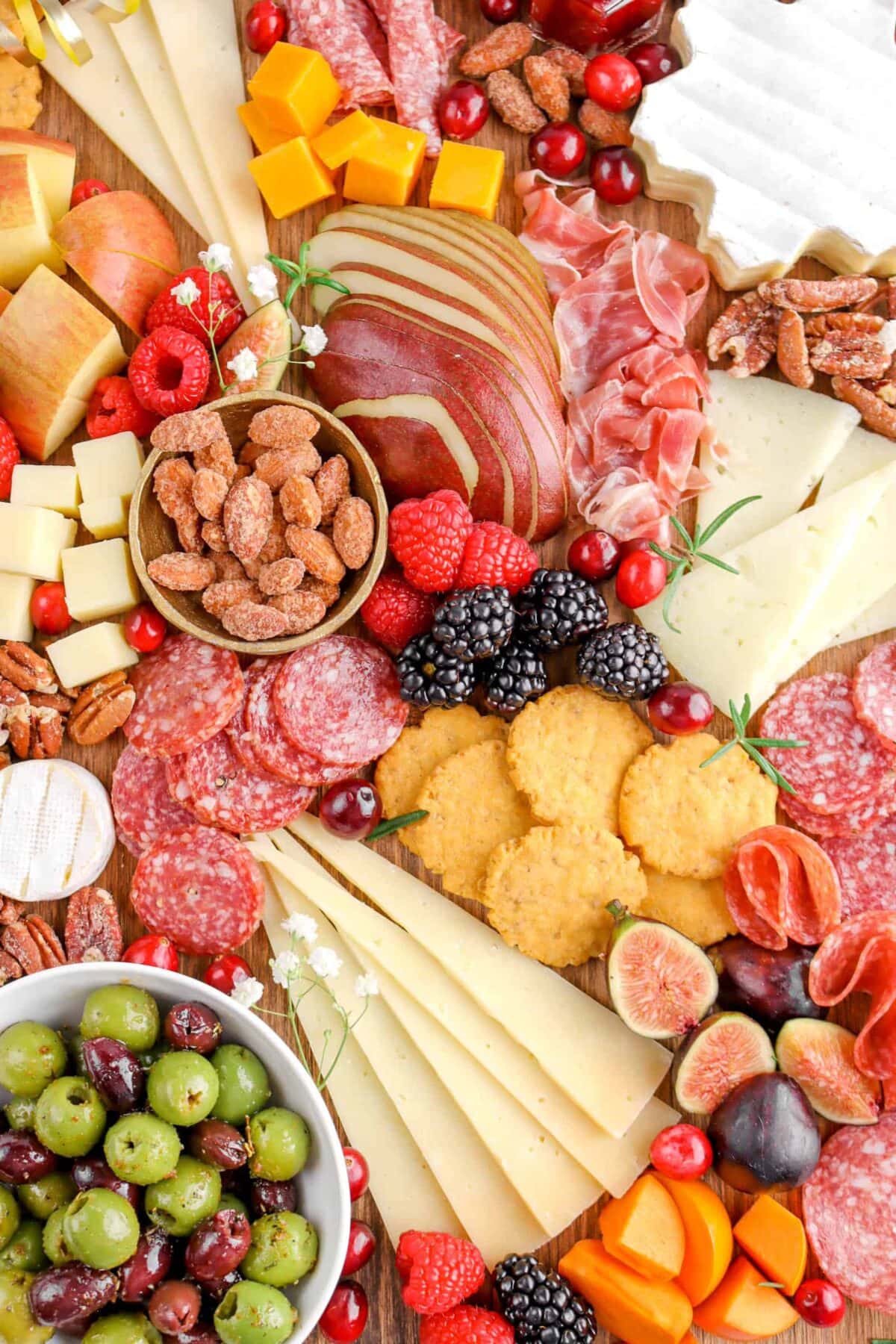 close up of charcuterie board.
