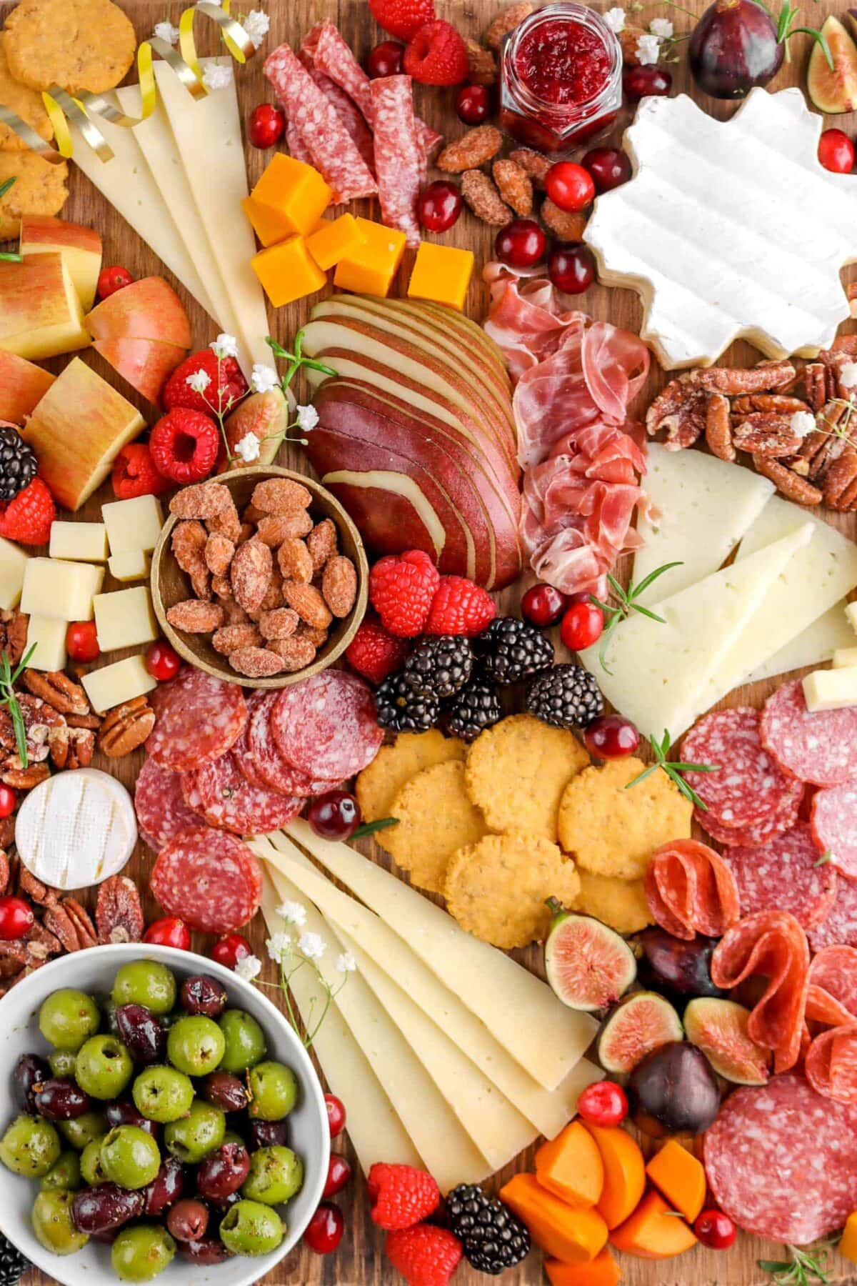 close up of charcuterie board