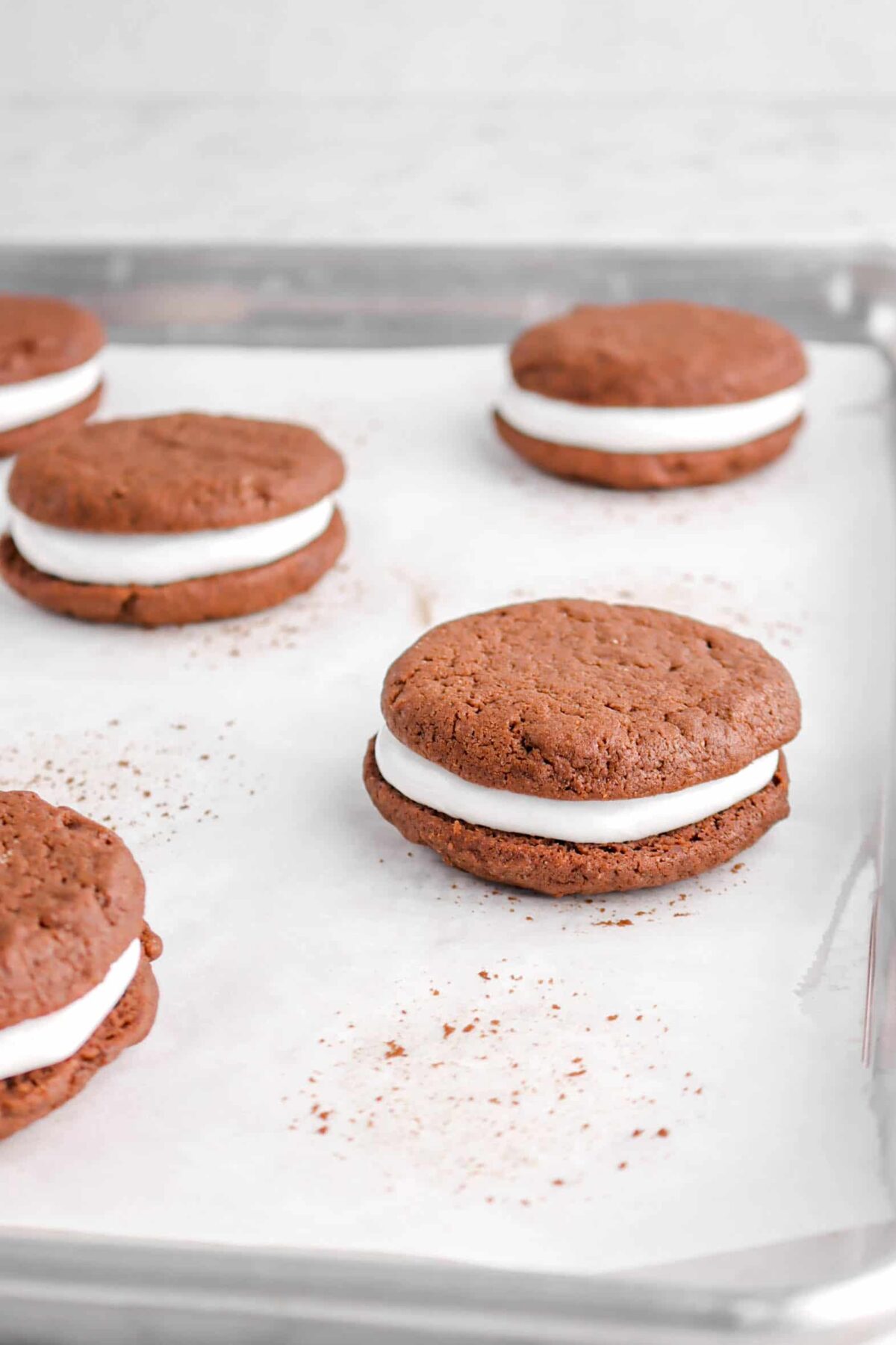 hot cocoa sandwich on lined sheet pan