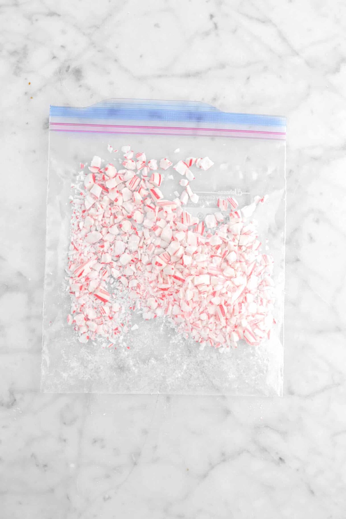 crushed candy canes in zip top bag