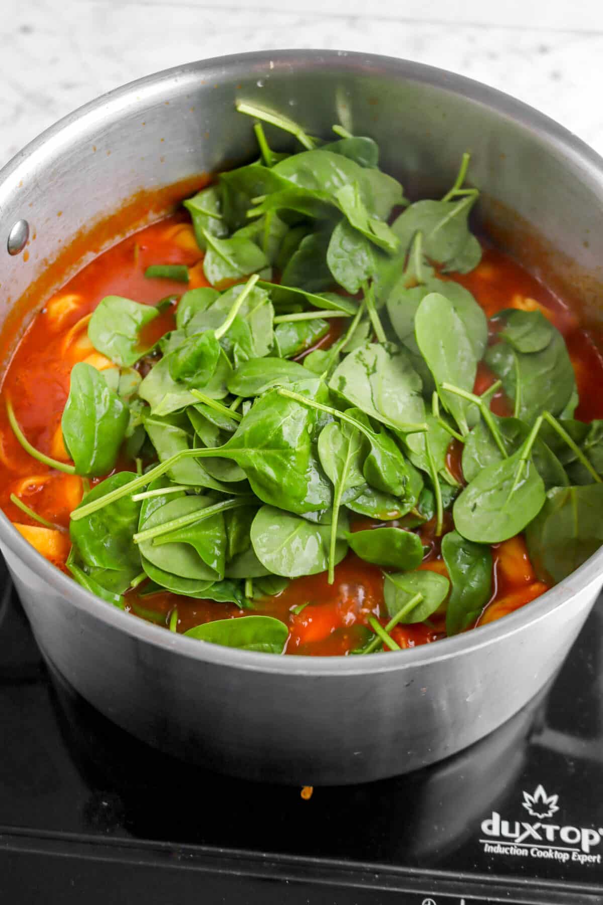 spinach added to soup