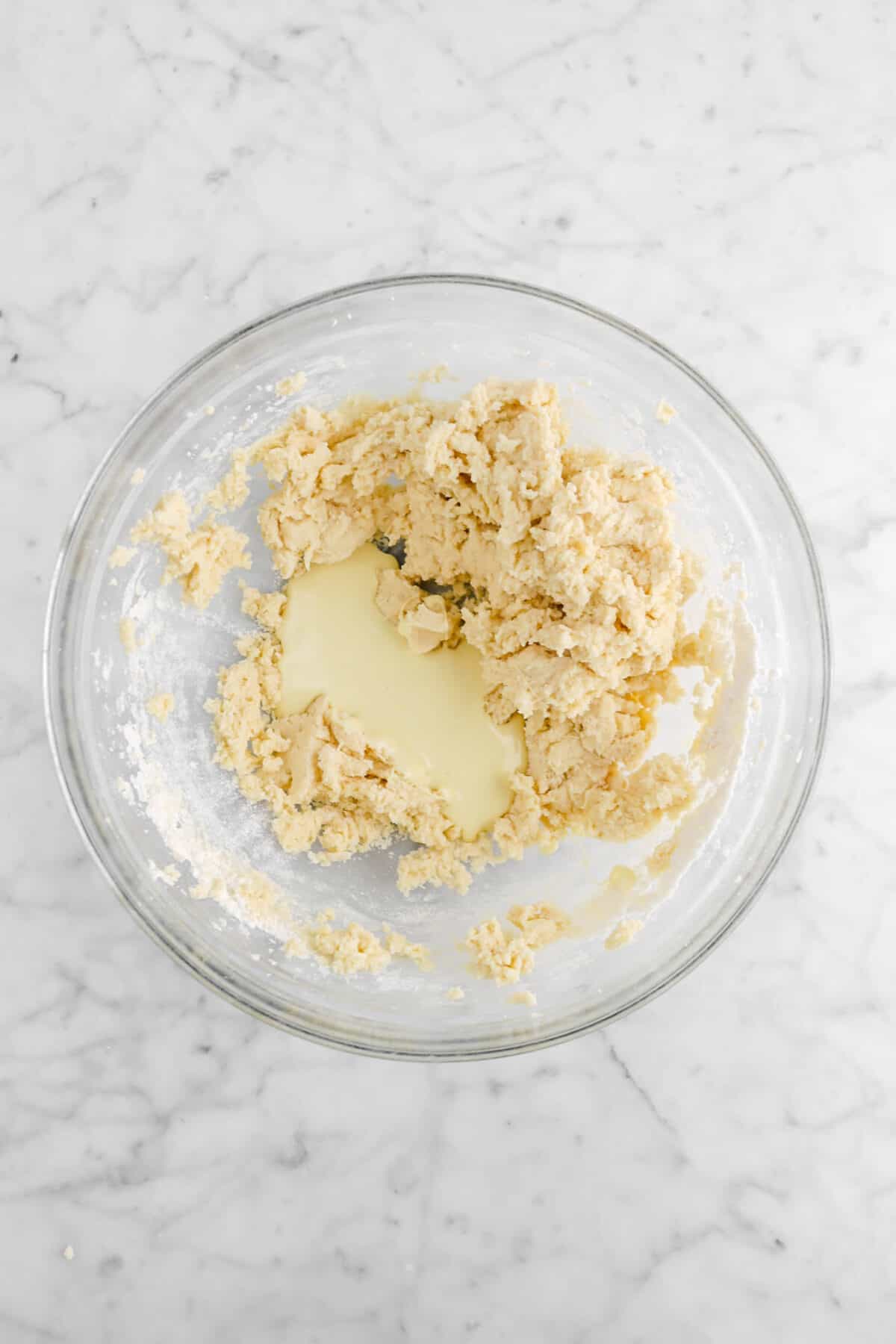 melted white chocolate added to cookie dough