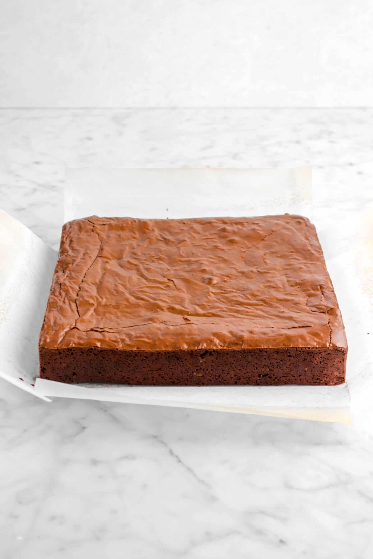 brownies on parchment paper