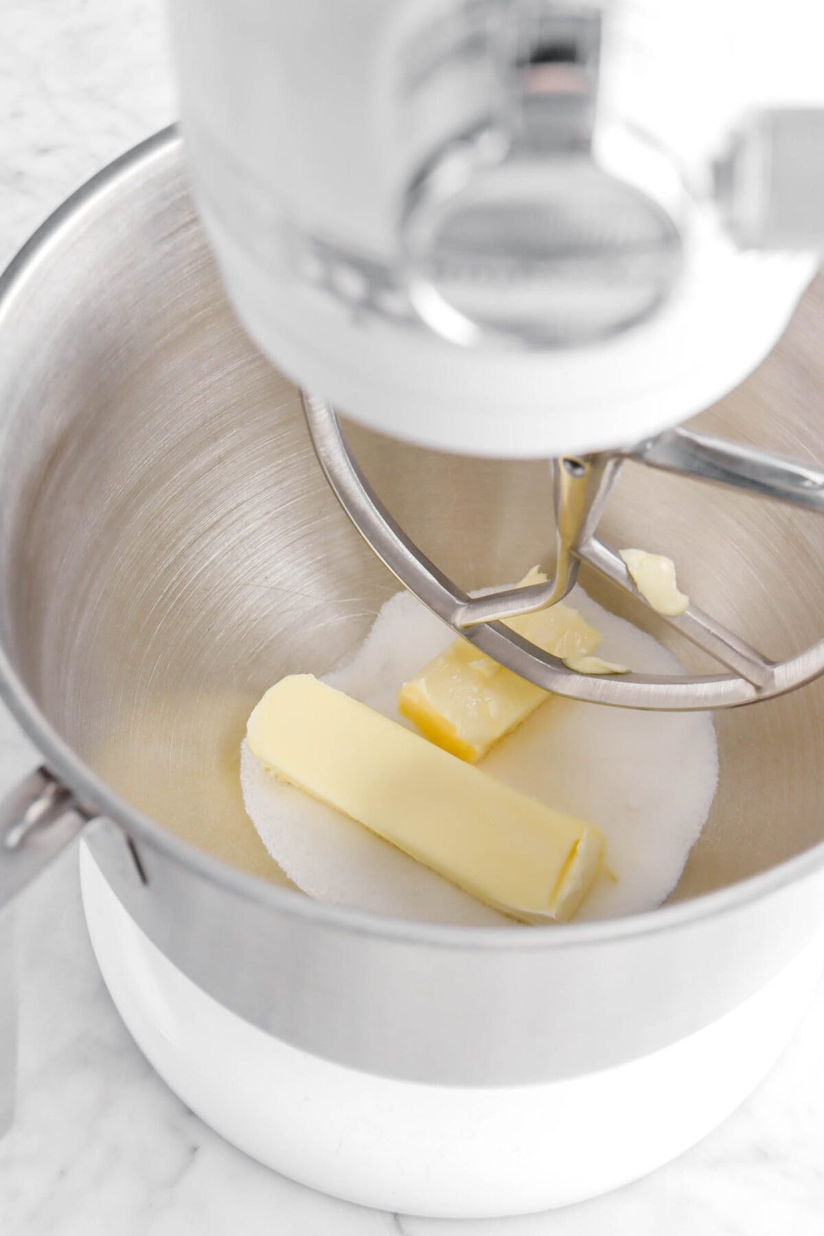 sugar and butter in mixer bowl