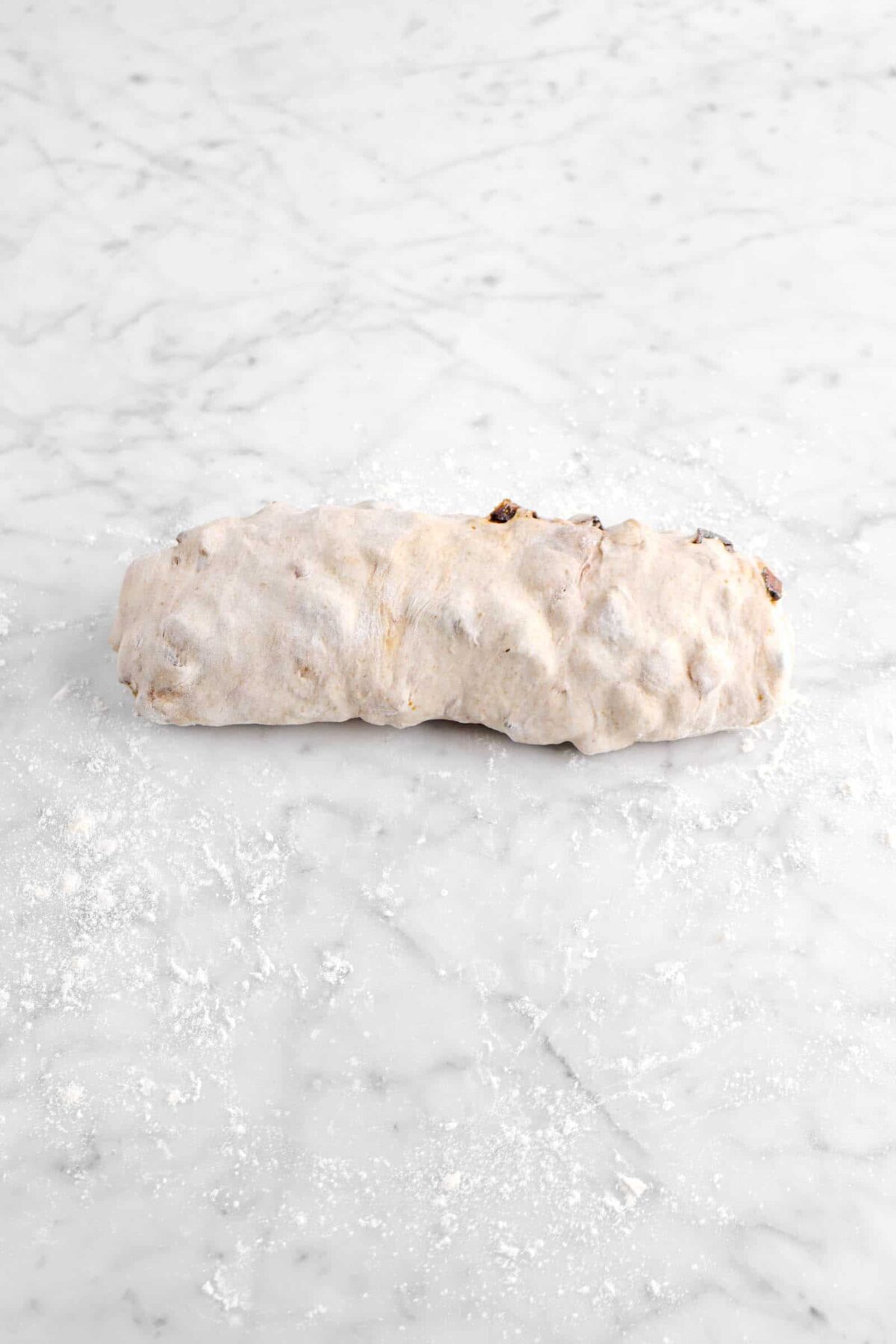 dough log on floured counter