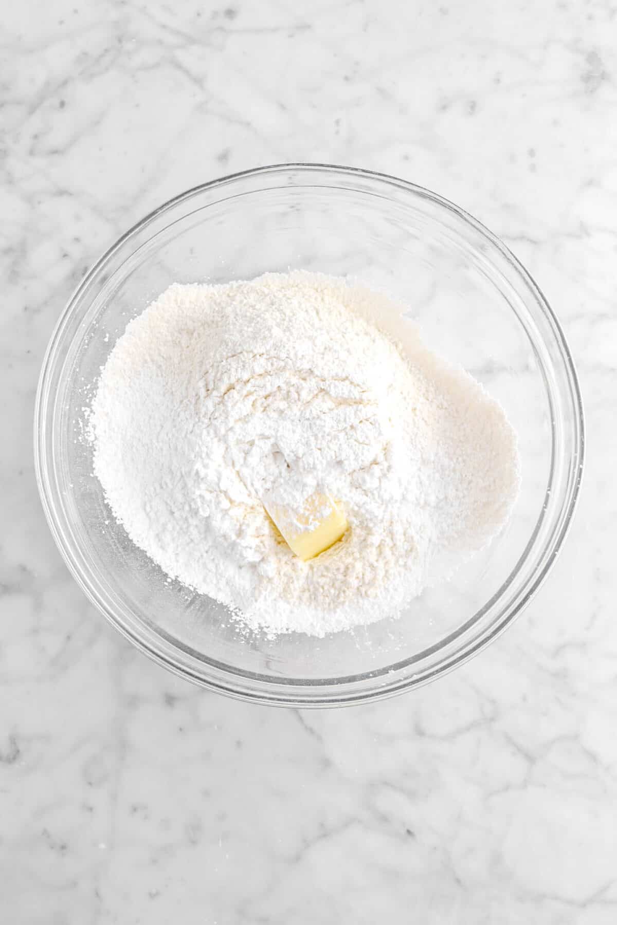 butter added to powdered sugar and flour