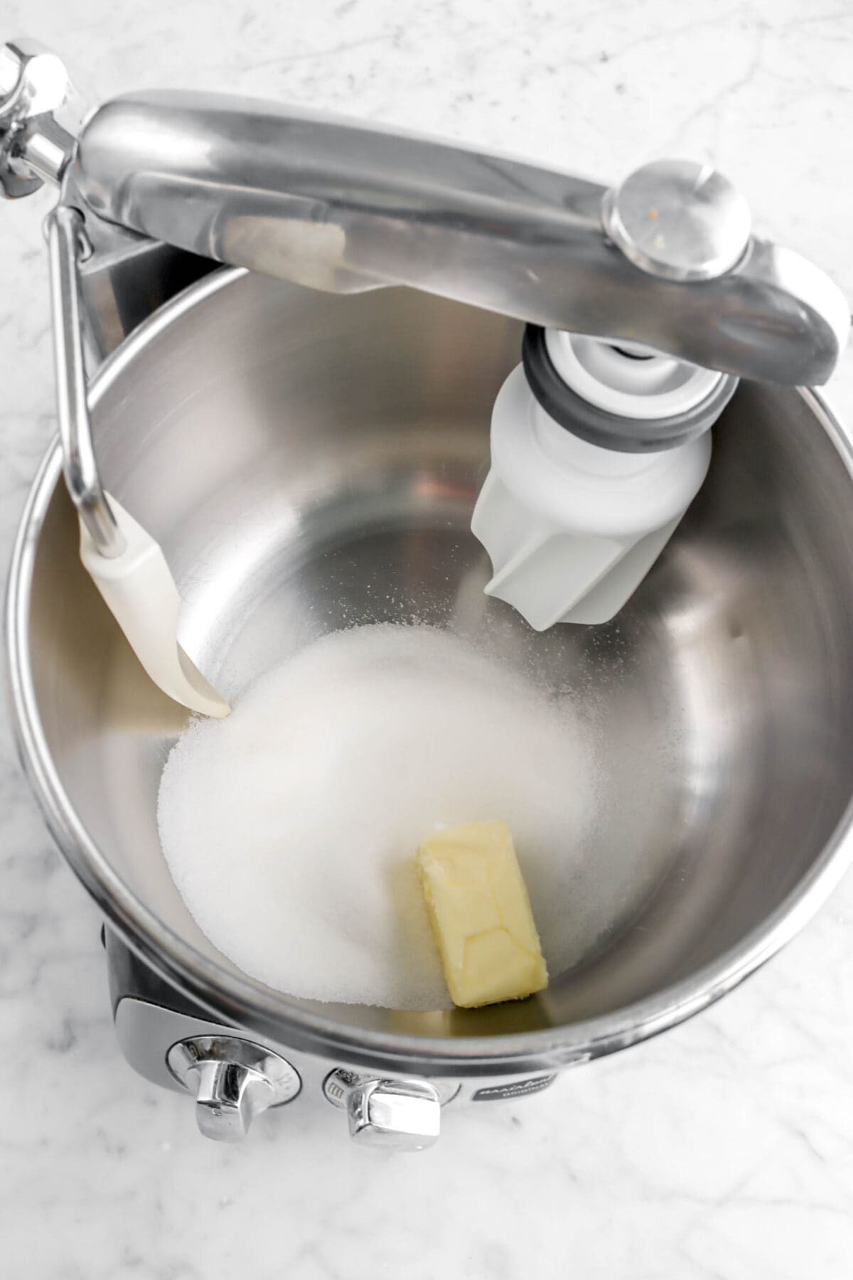 sugar and butter in mixer