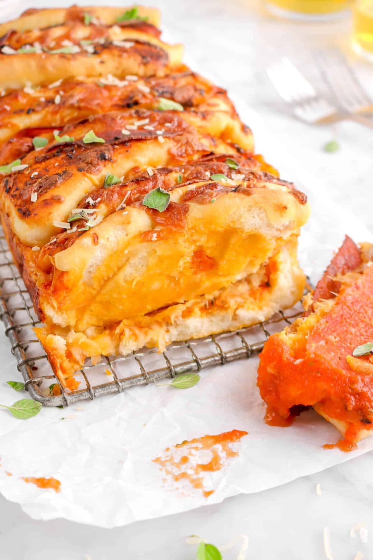 close up of pizza bread