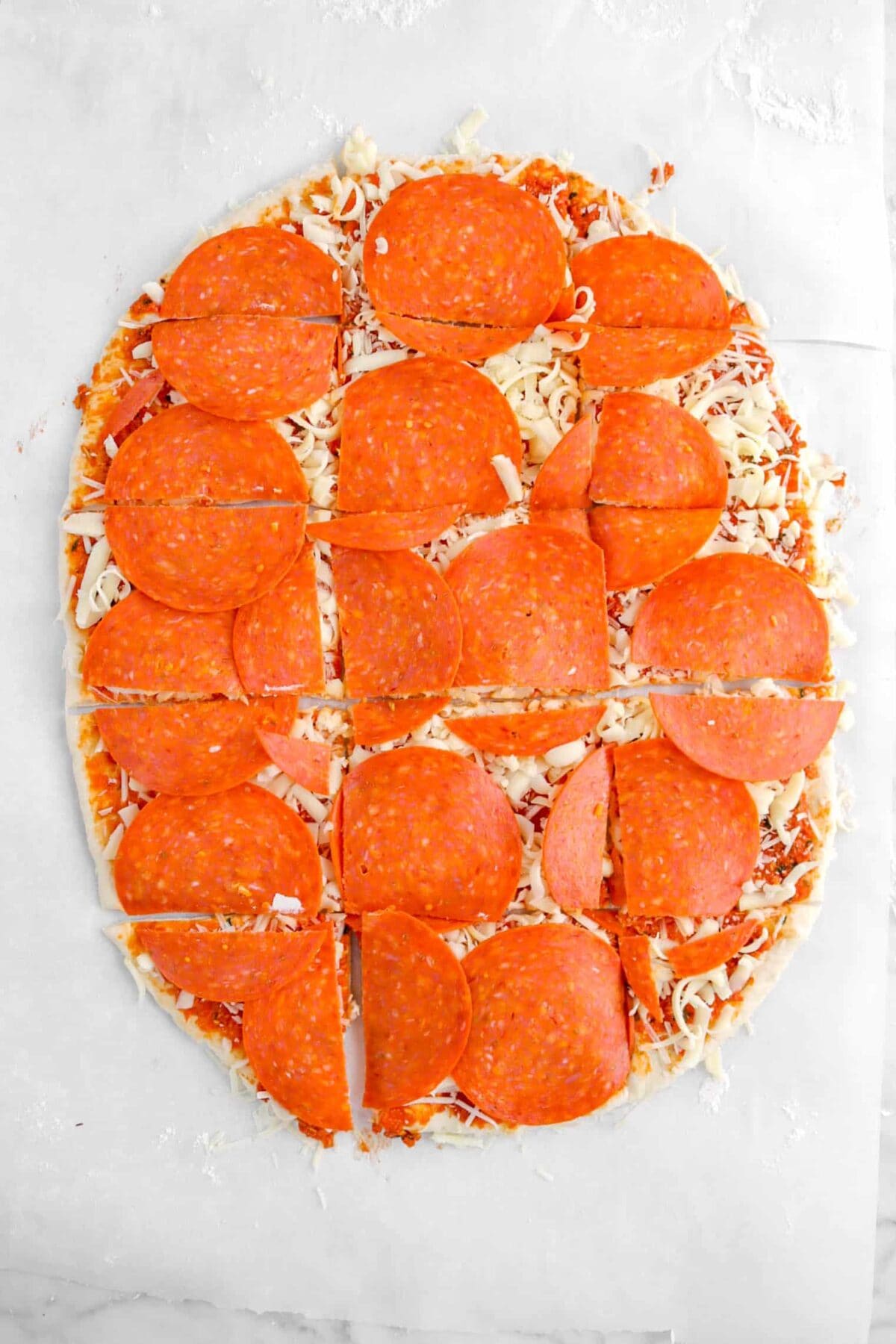 pizza cut into 15 pieces