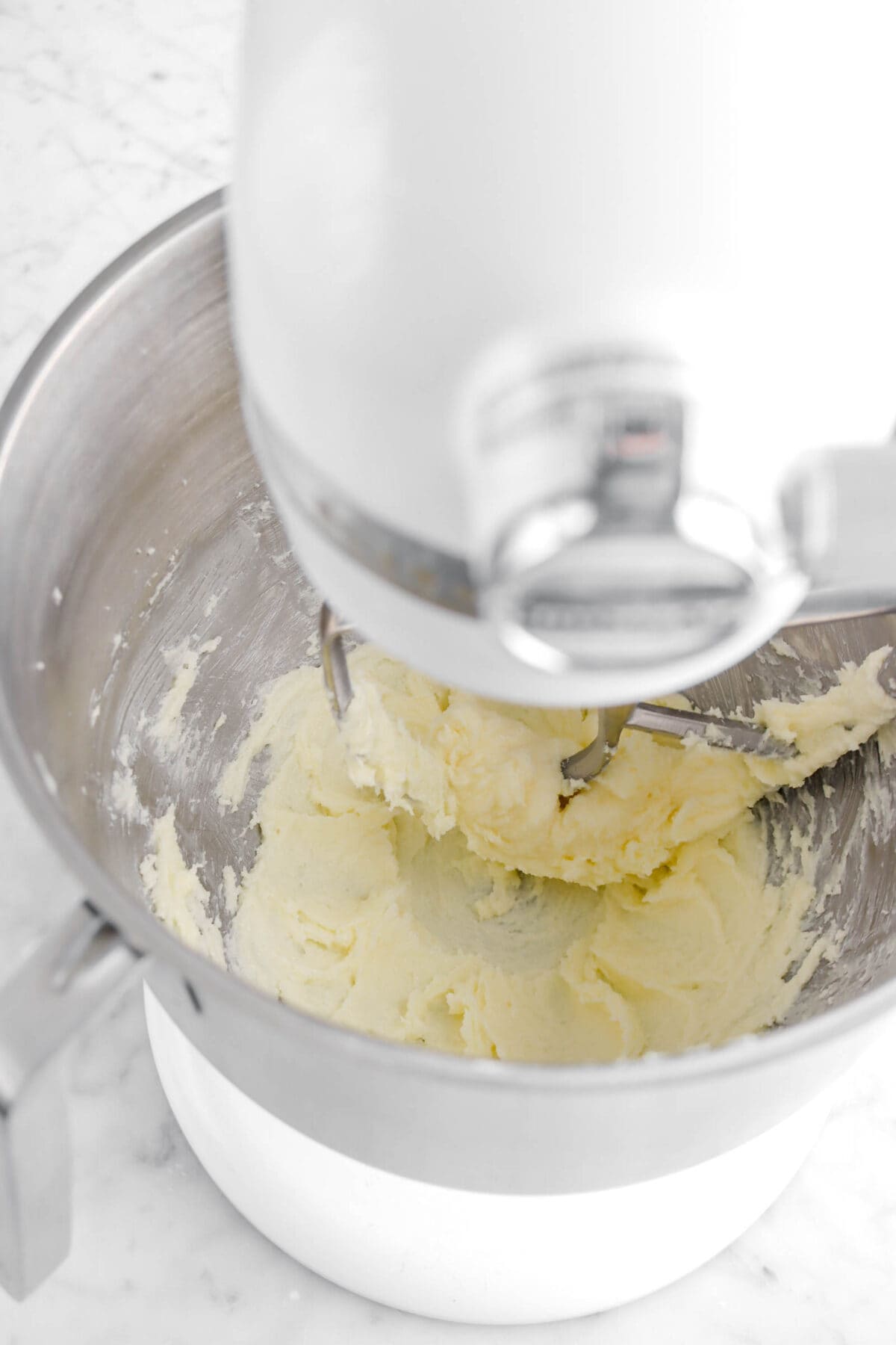 creamed butter and sugar in mixer