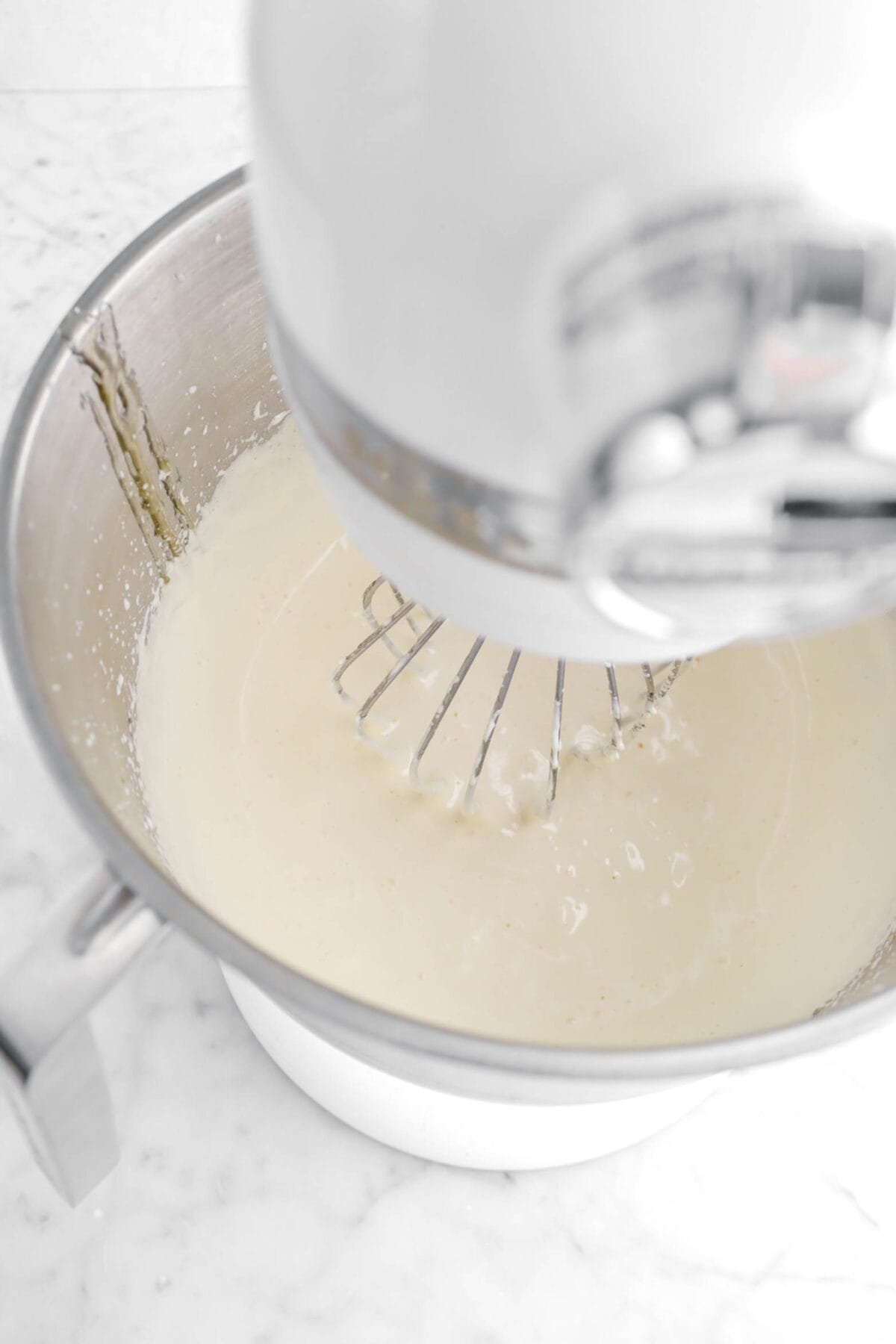 whipped egg mixture in stand mixer