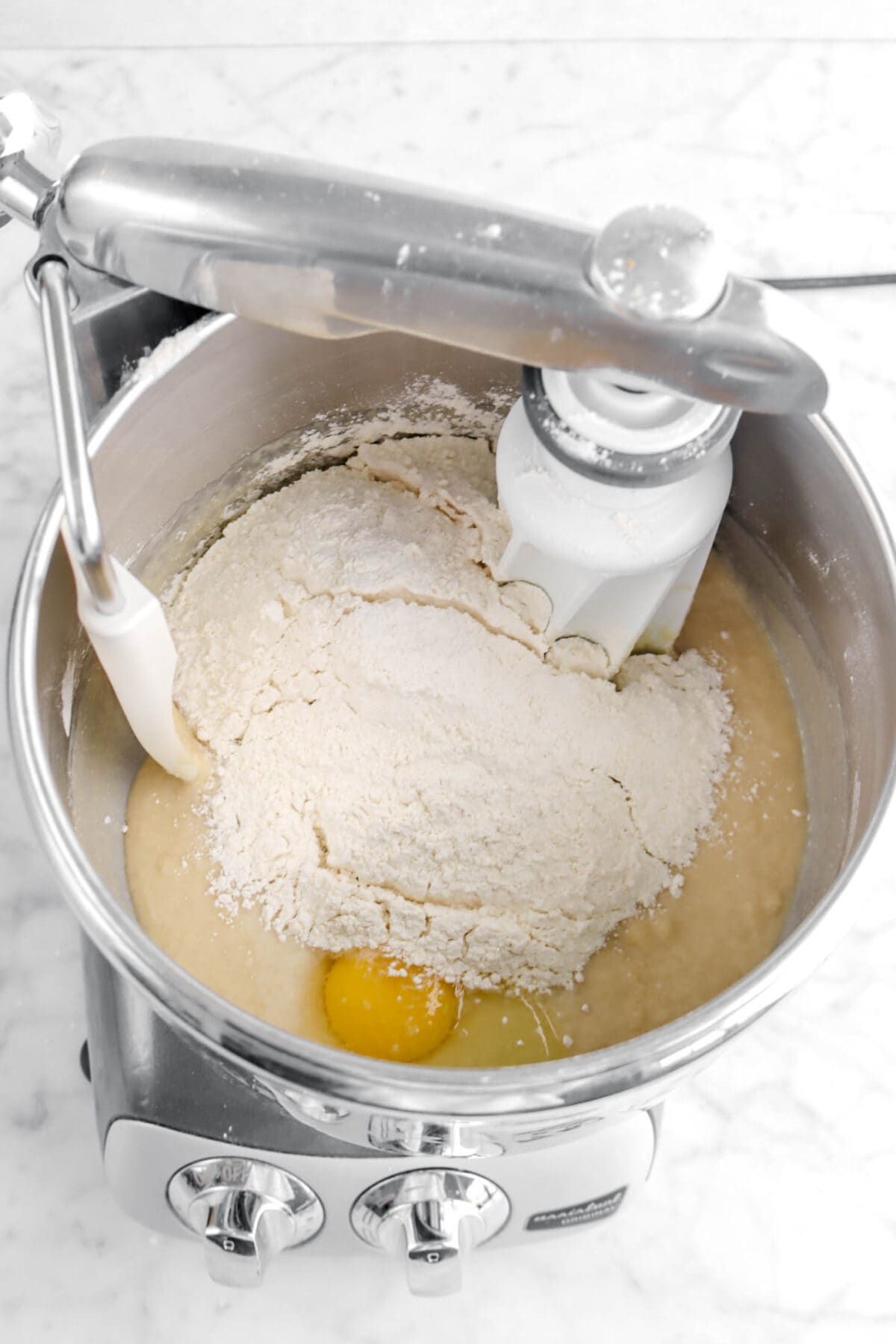 rest of flour and egg added to wet dough