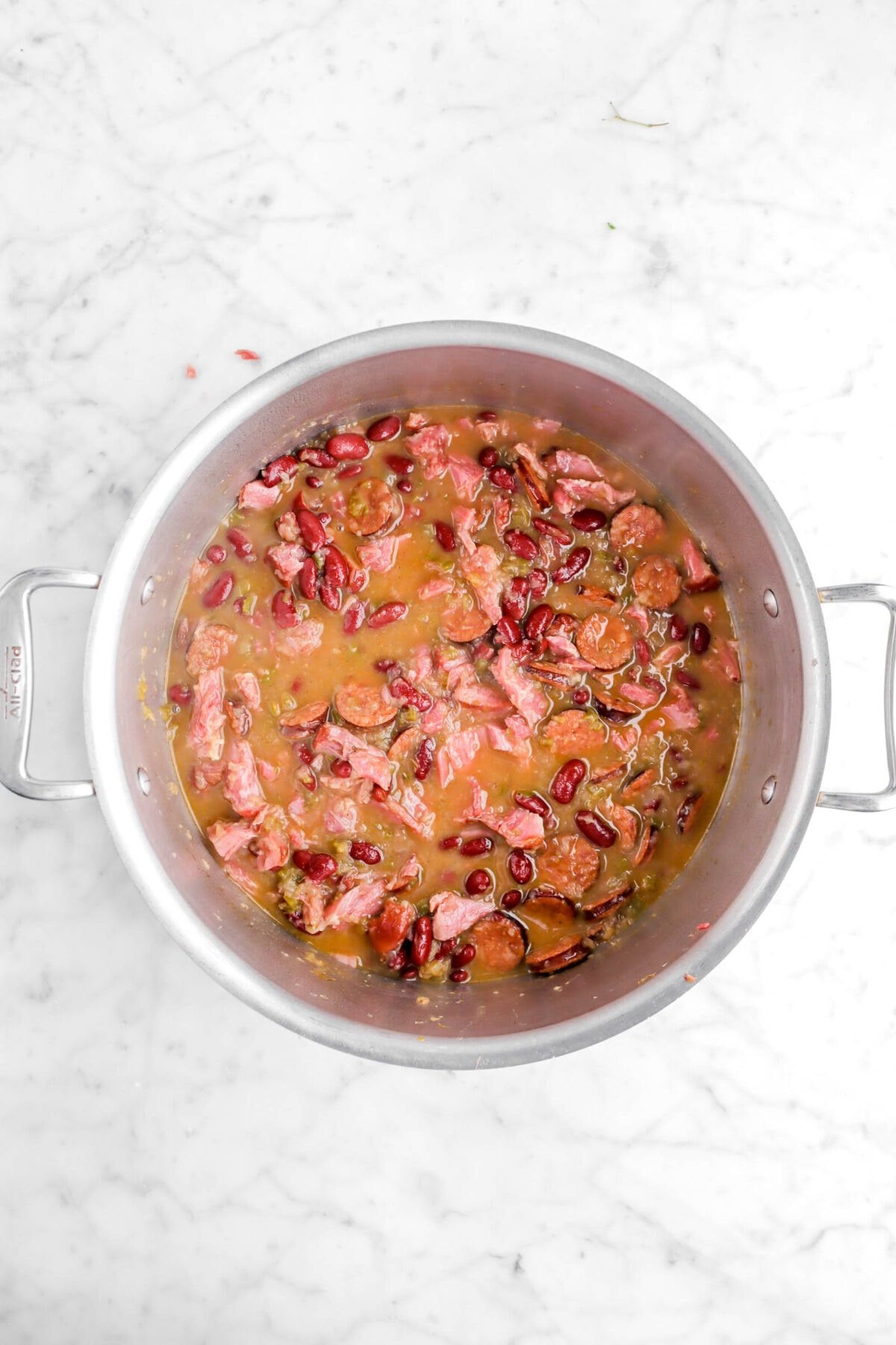 ham stirred into red beans