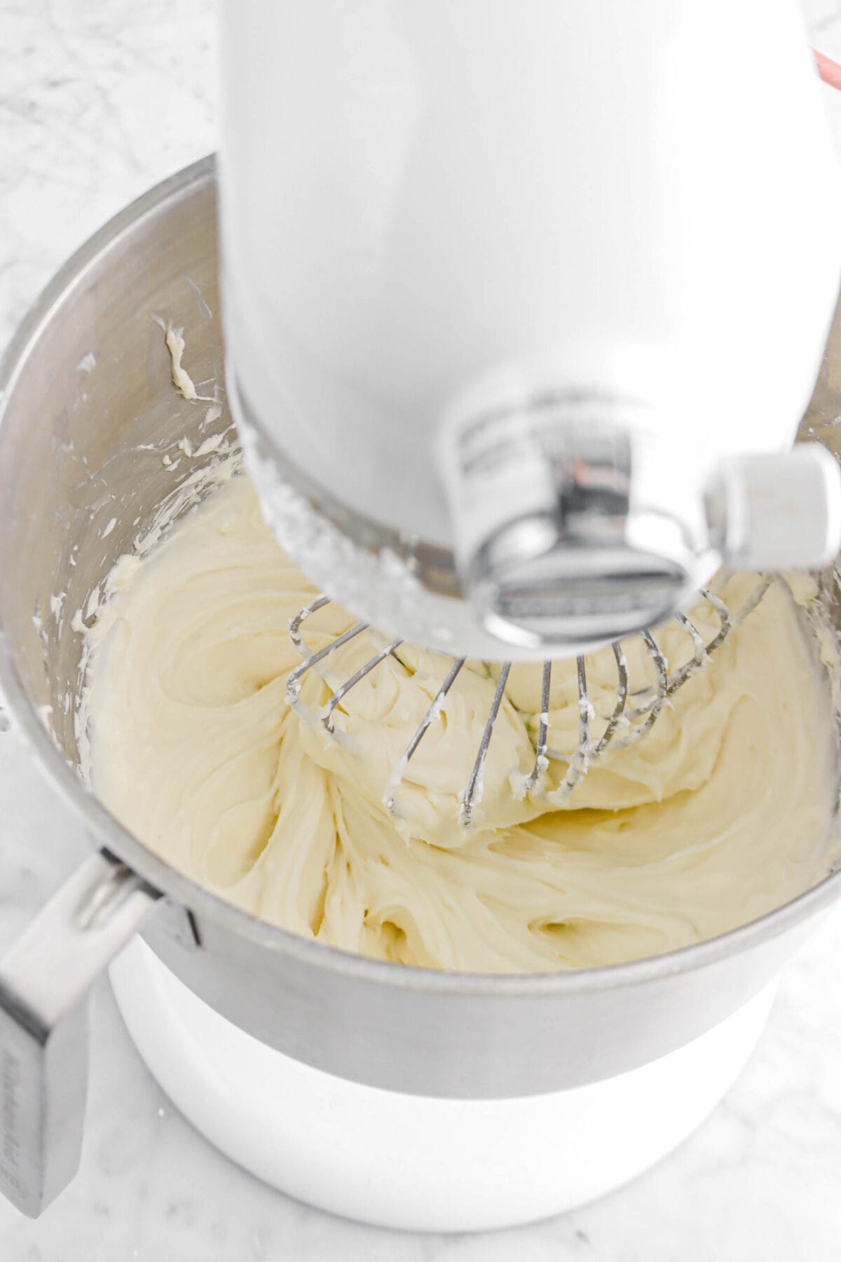 cream cheese frosting in stand mixer
