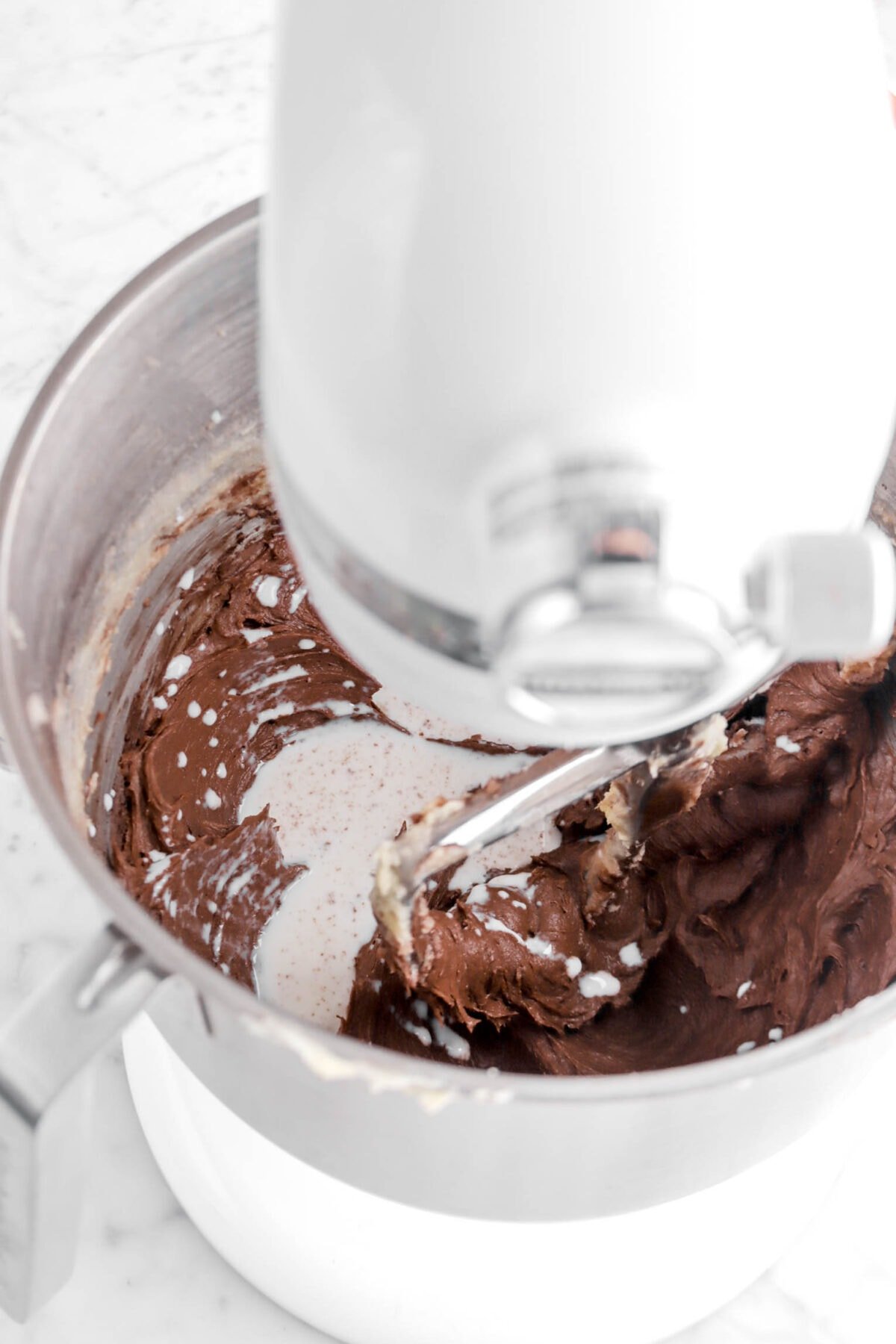 milk added to chocolate batter