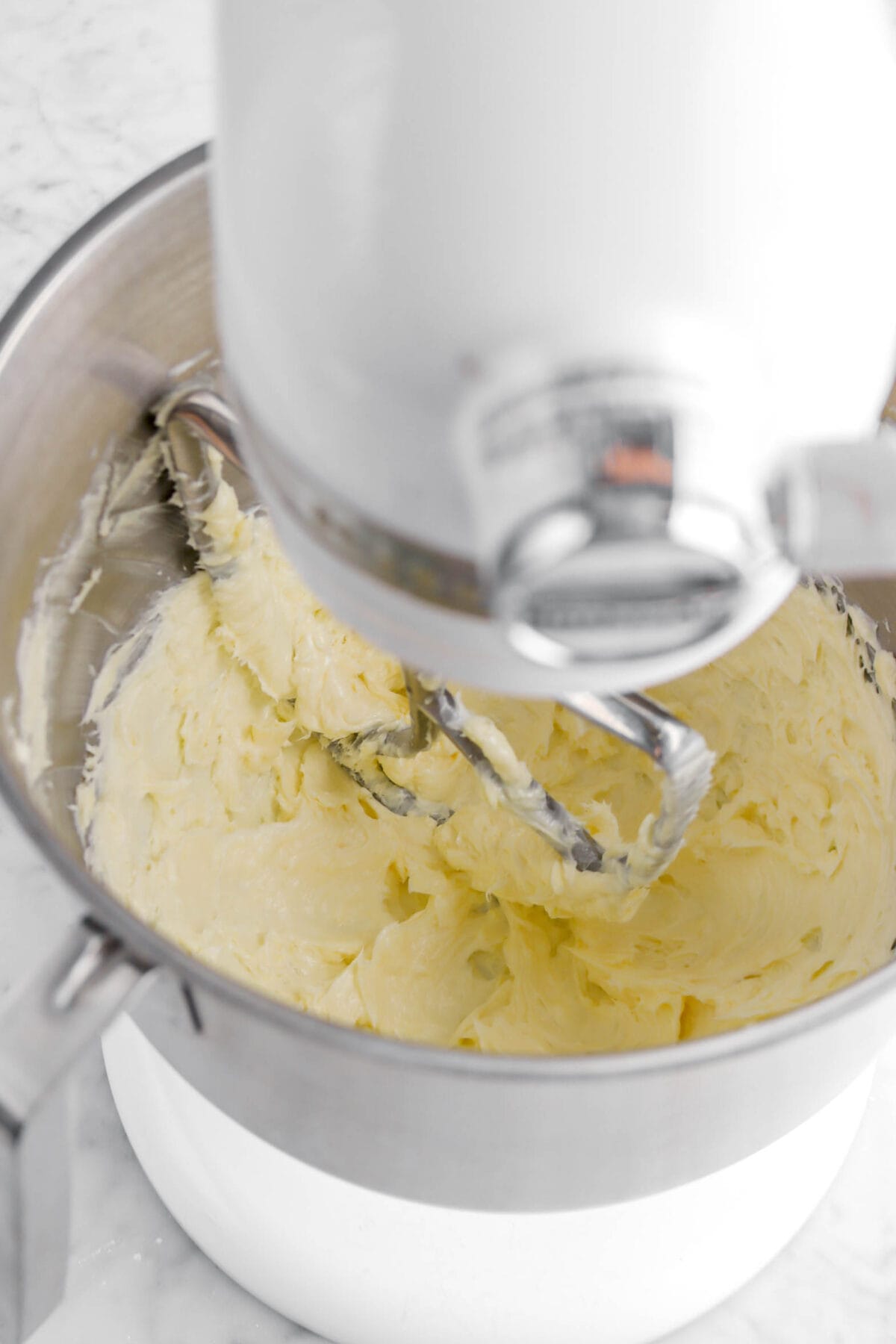 creamed butter in mixer