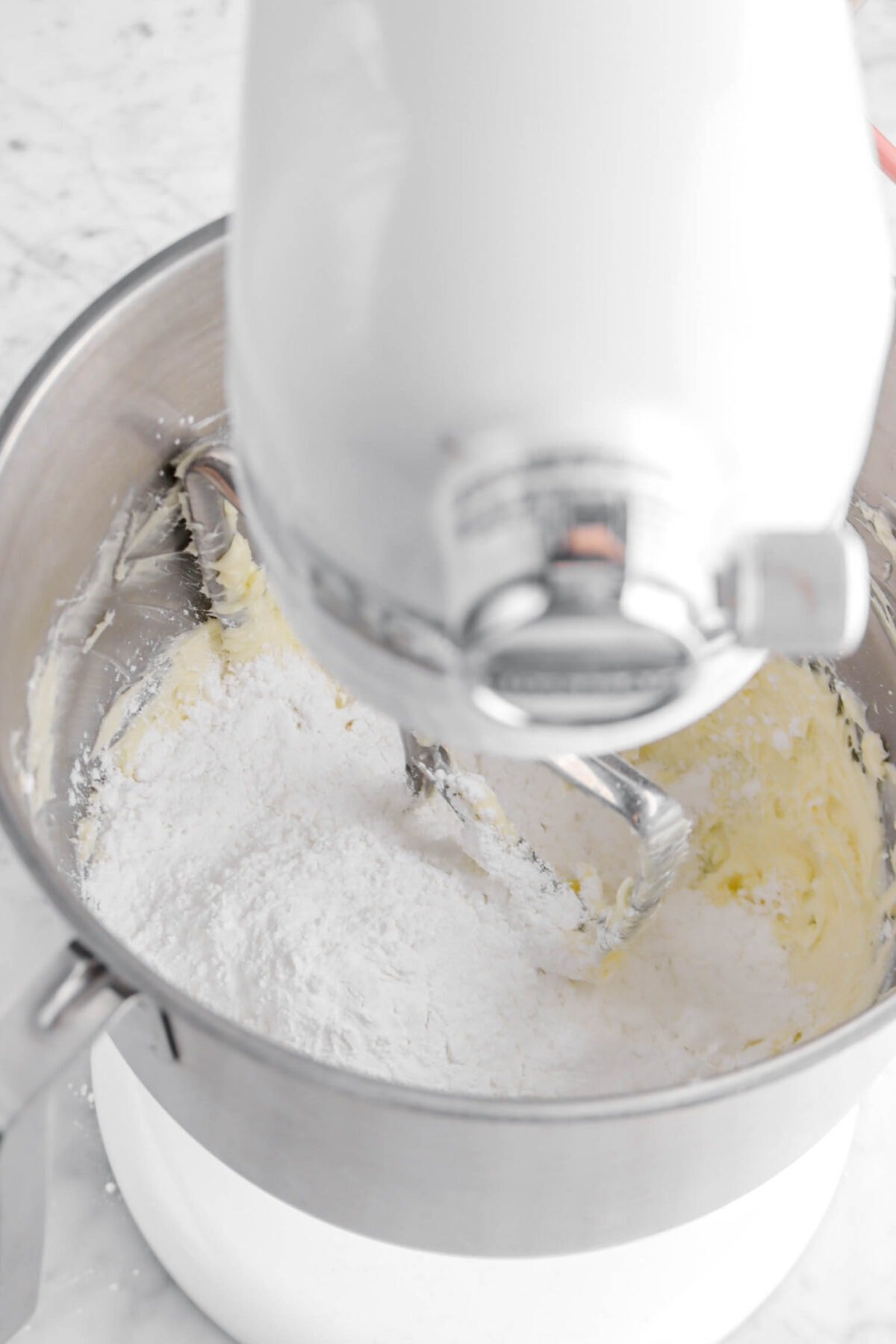 powdered sugar added to creamed butter