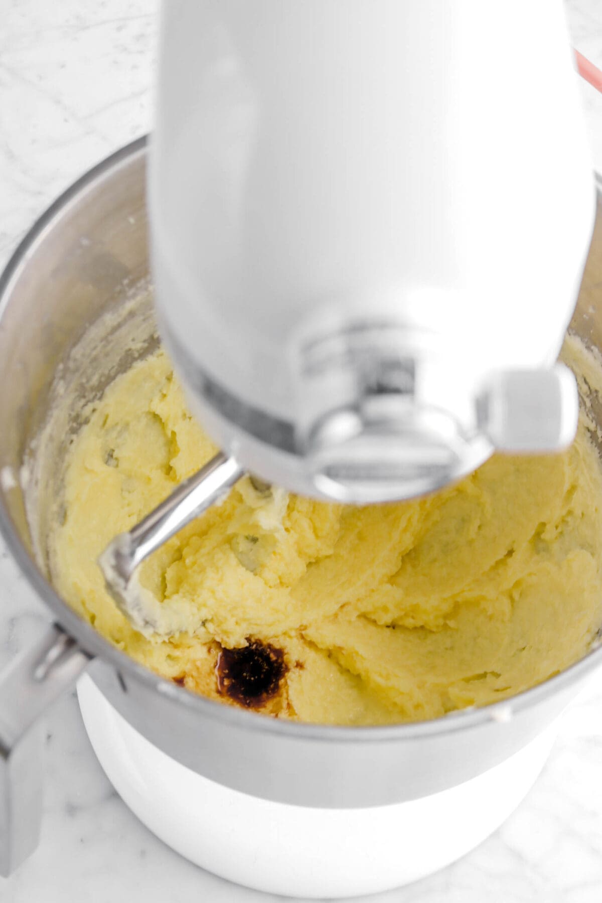 vanilla added to egg and butter mixture