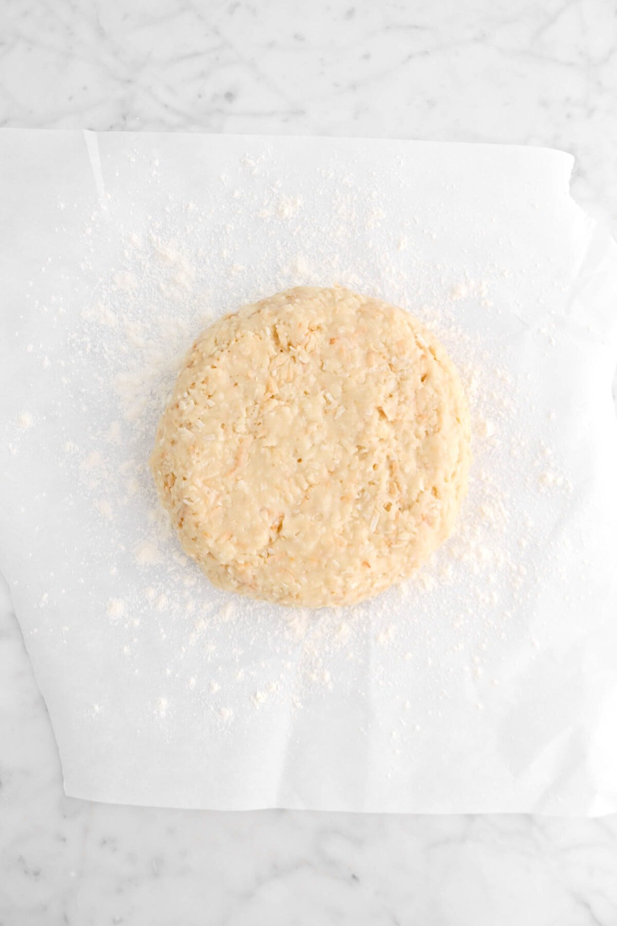 scone dough on floured parchment