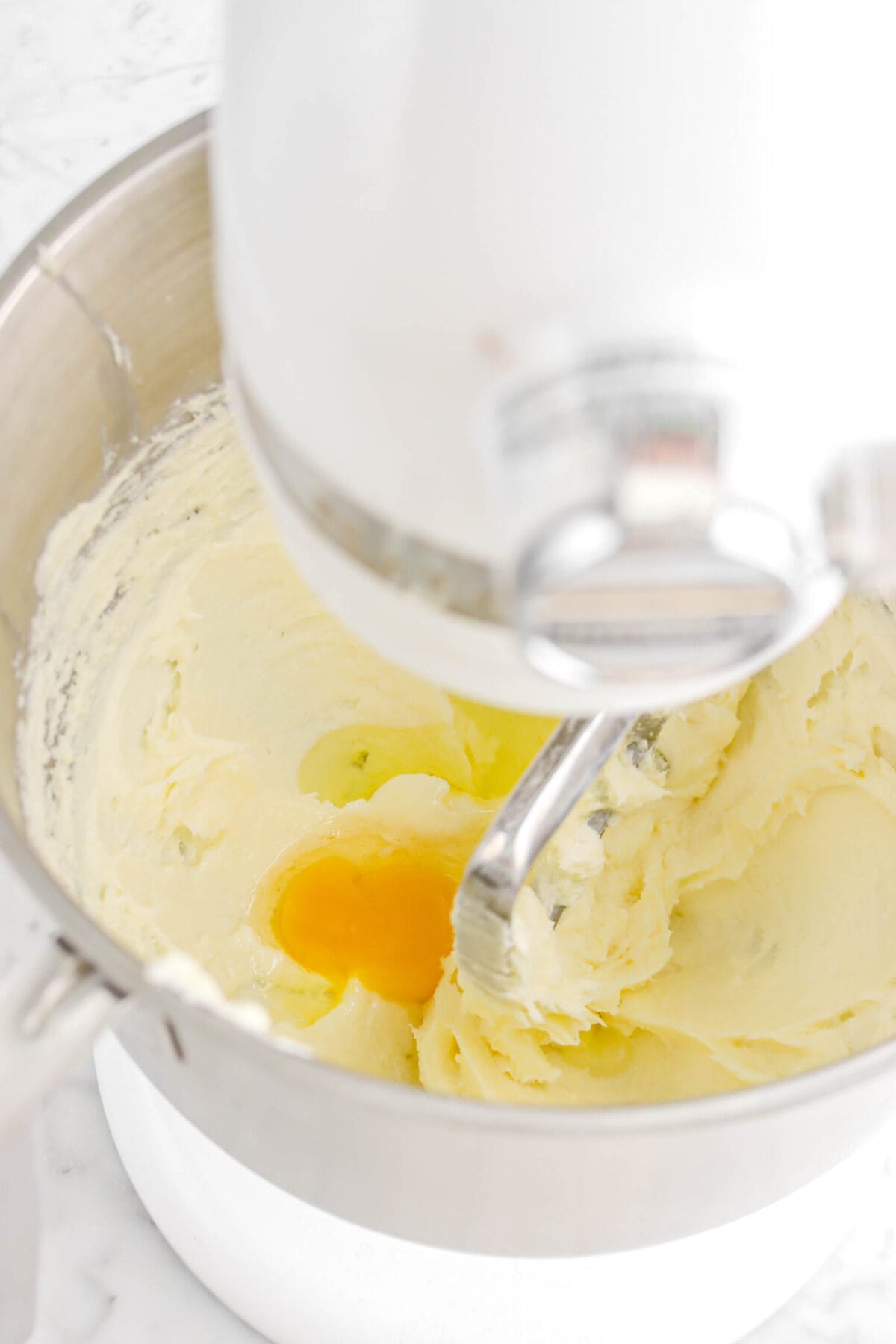 egg added to creamed butter mixture