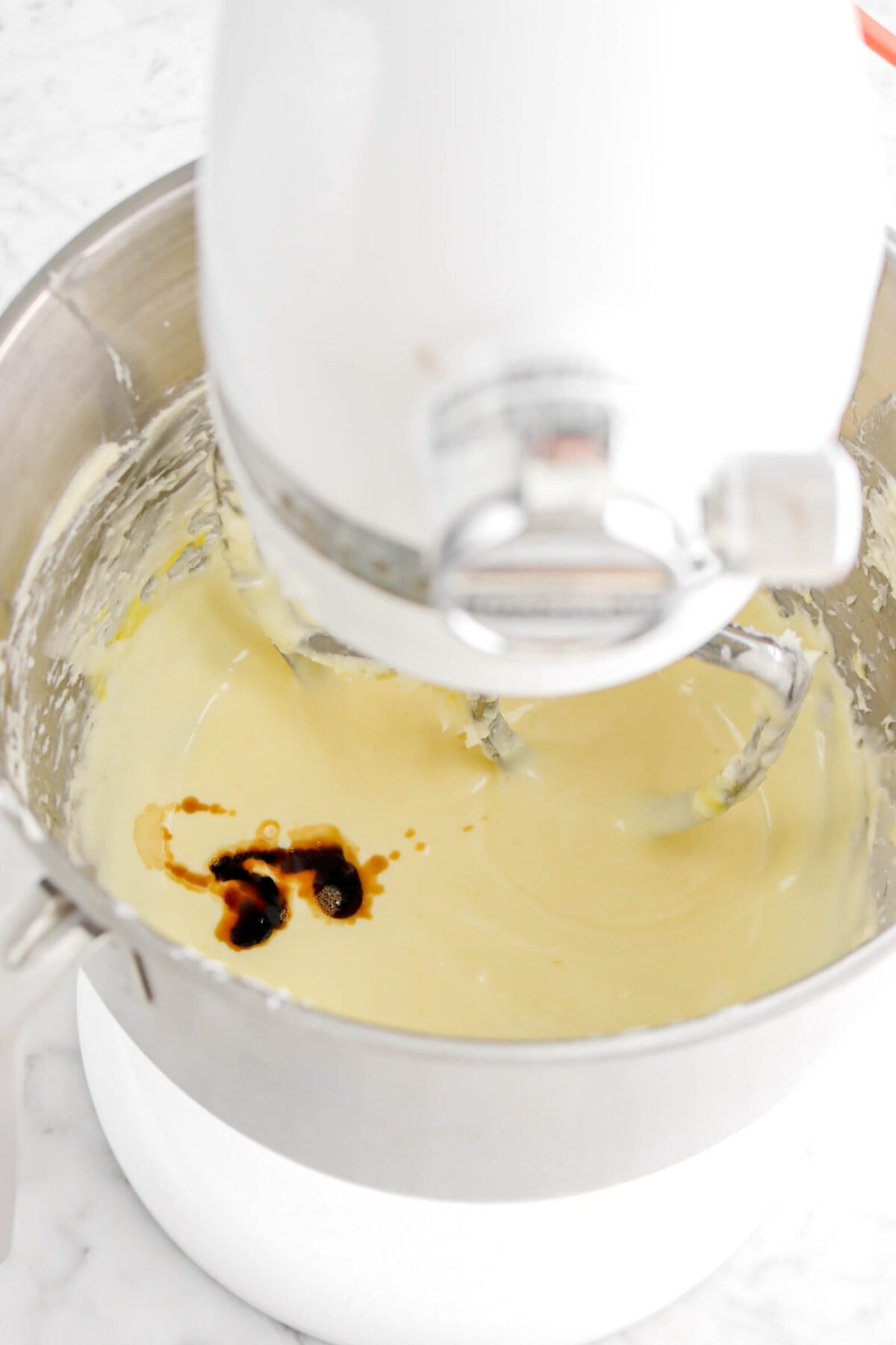 vanilla added to butter and egg mixture
