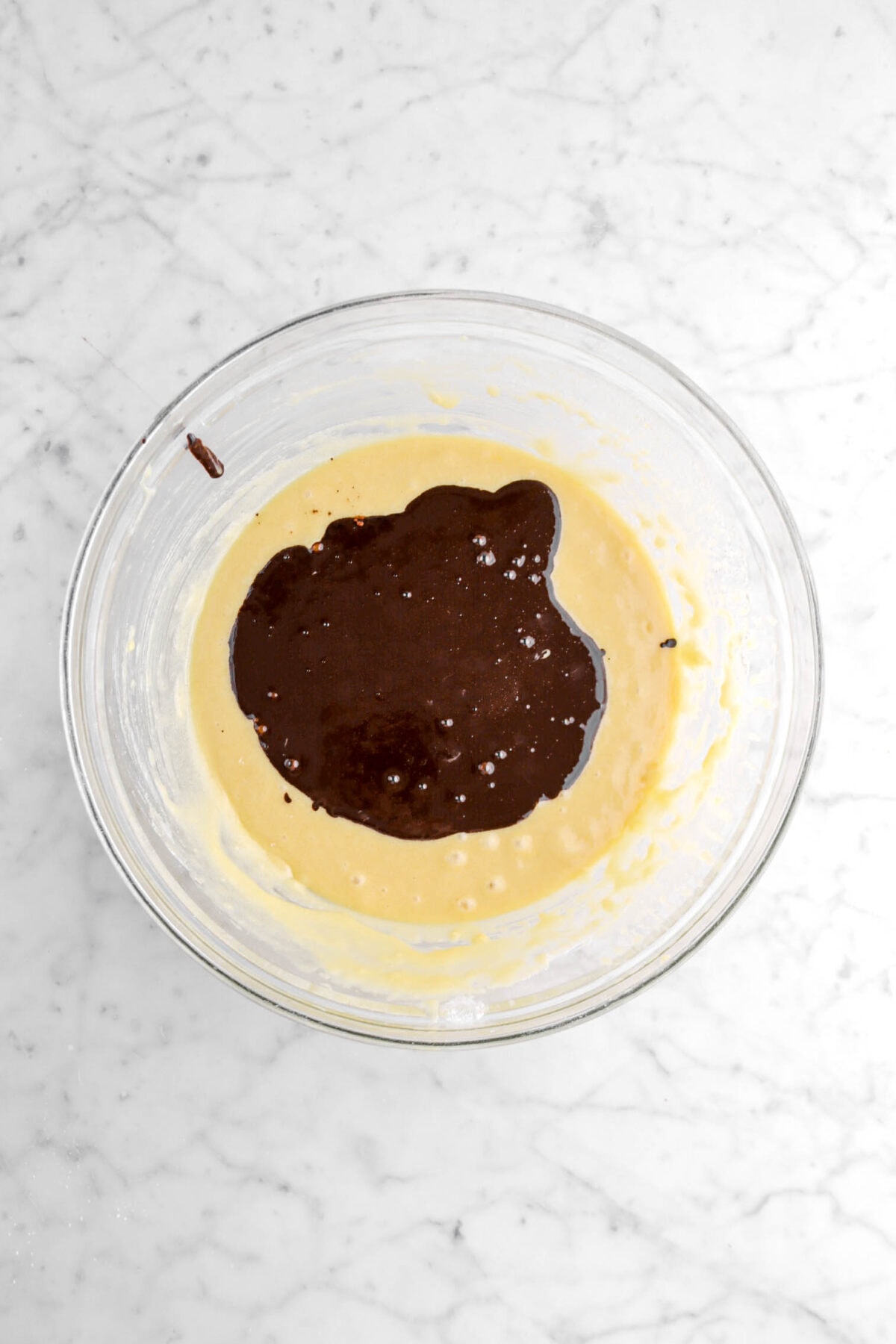 bloomed chocolate added to cake batter