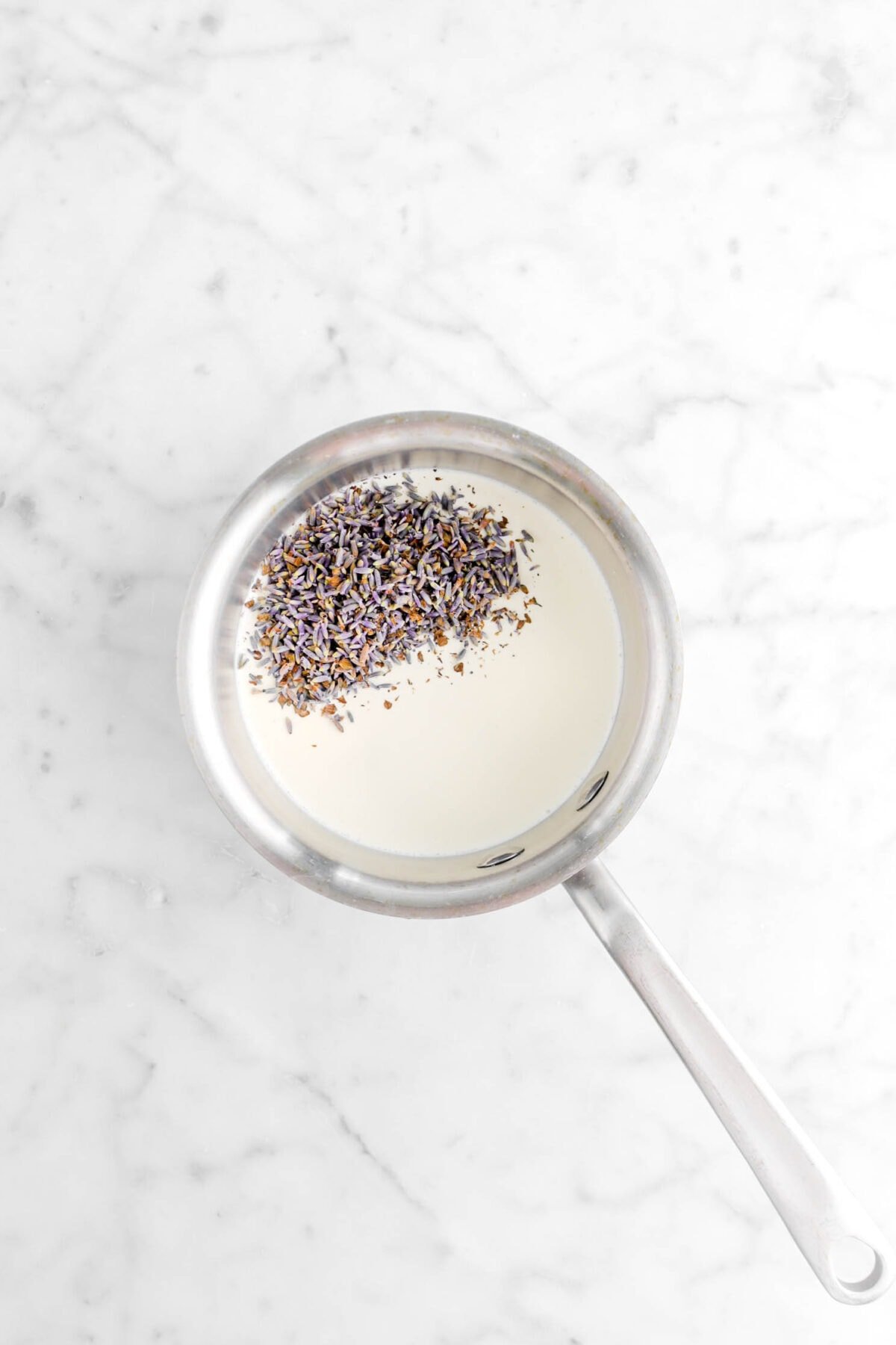 cream and lavender in small pot