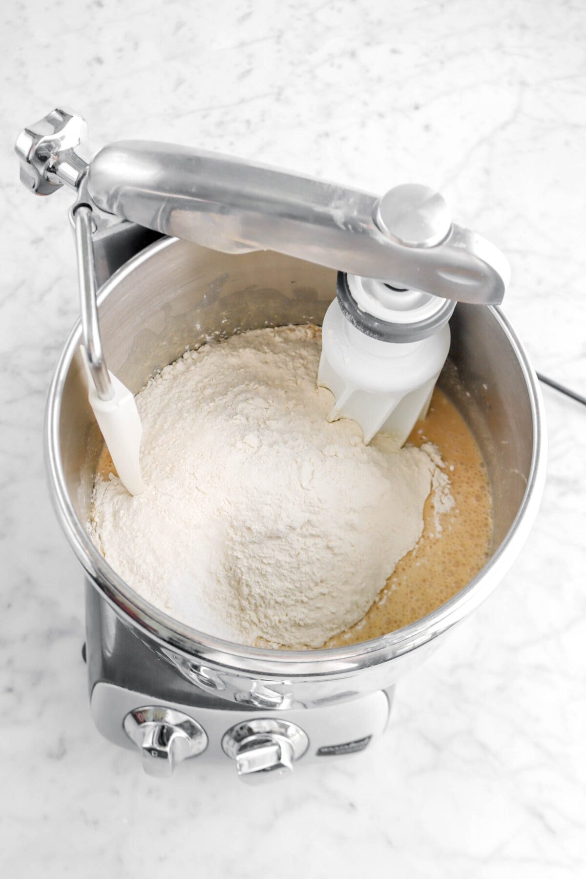 flour added to sourdough mixture