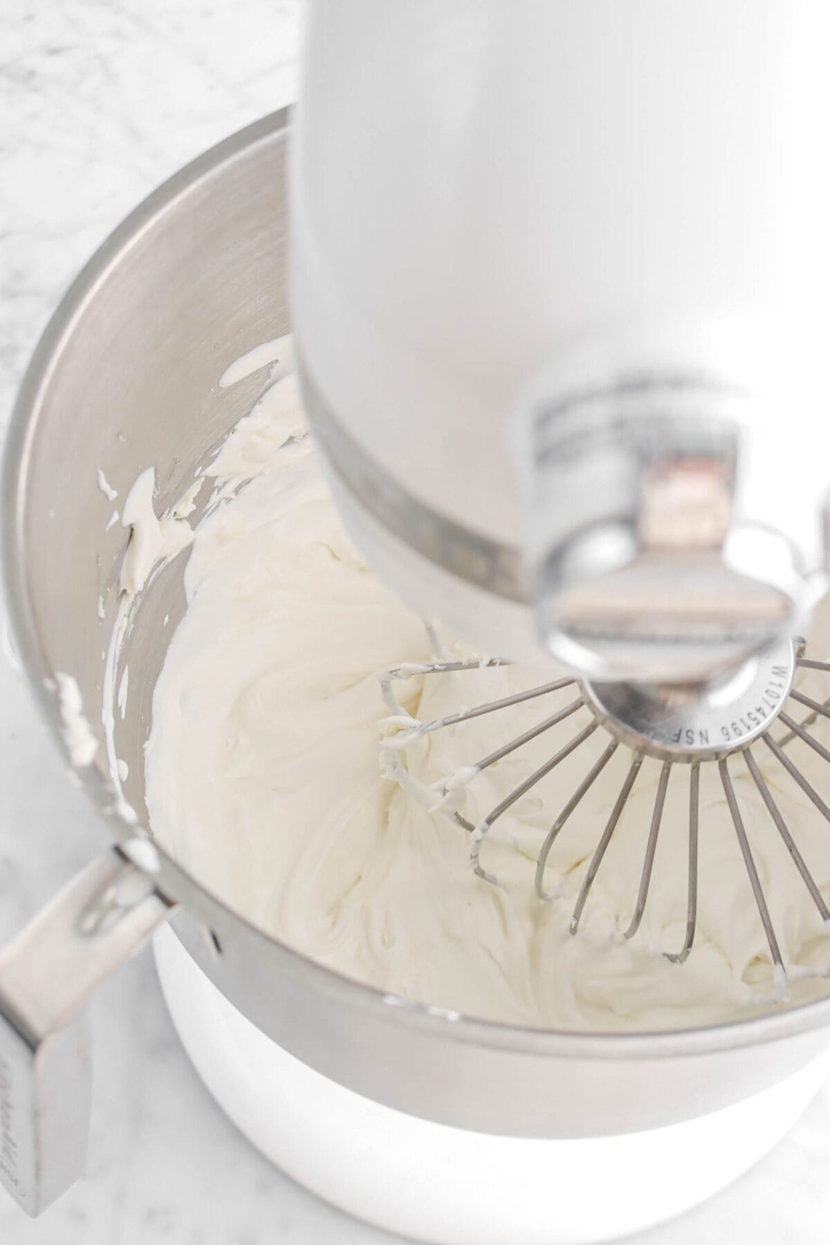 mascarpone frosting in stand mixer