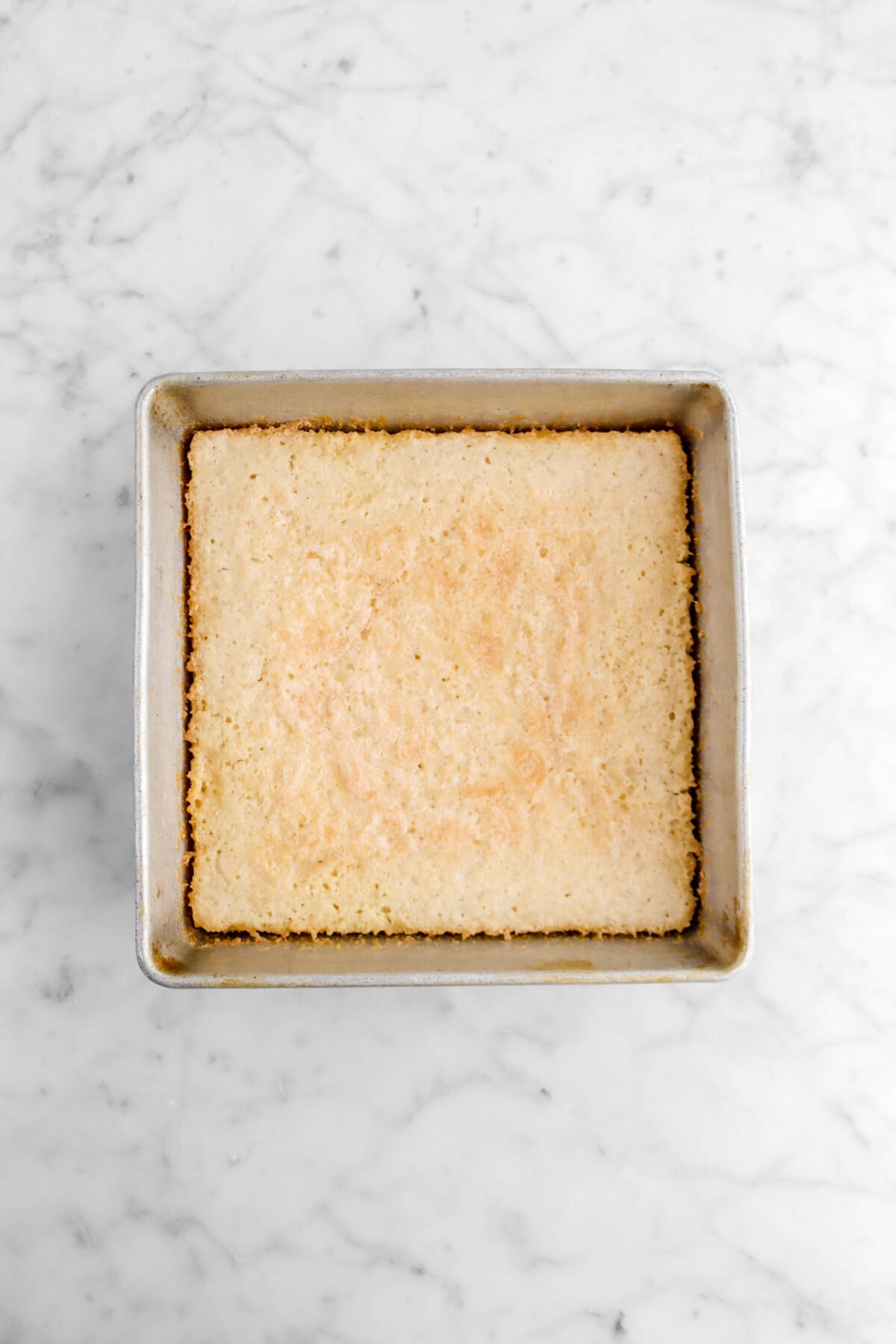baked cake in square pan