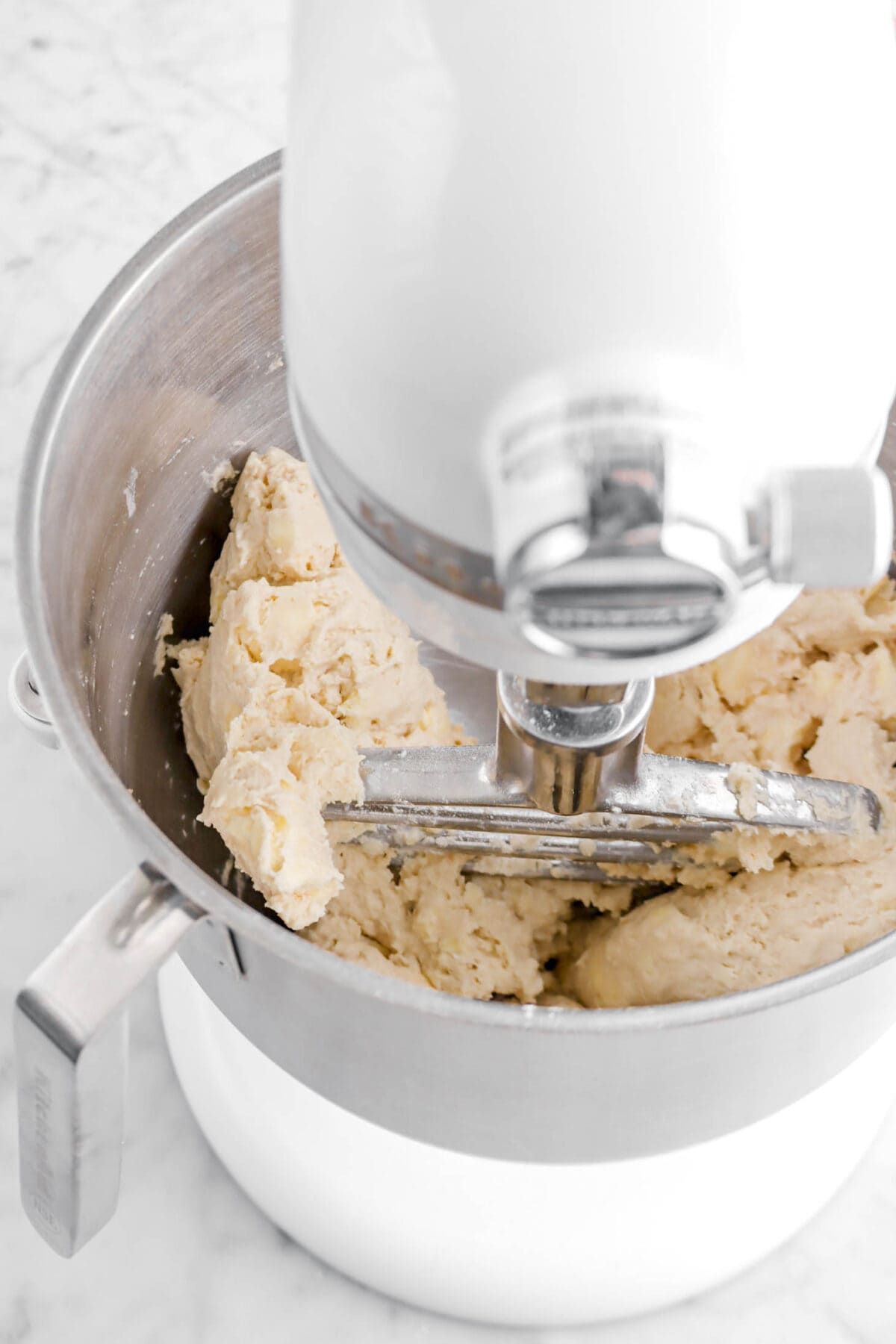 rough puff pastry dough in stand mixer