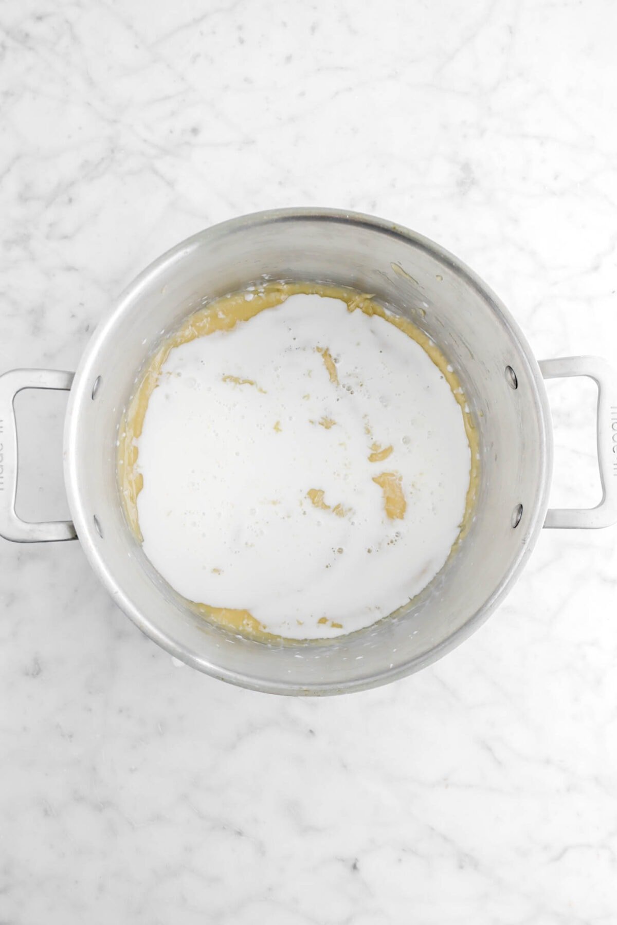 milk and roux in large pot