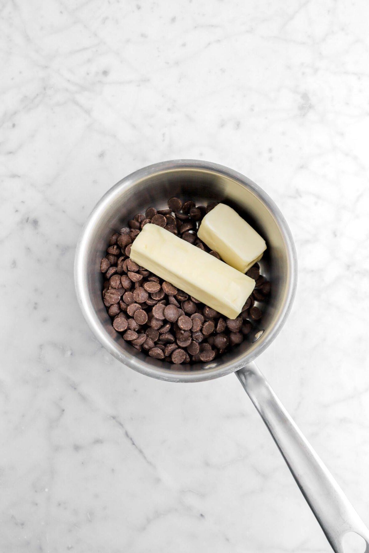 chocolate chips and butter in small pot