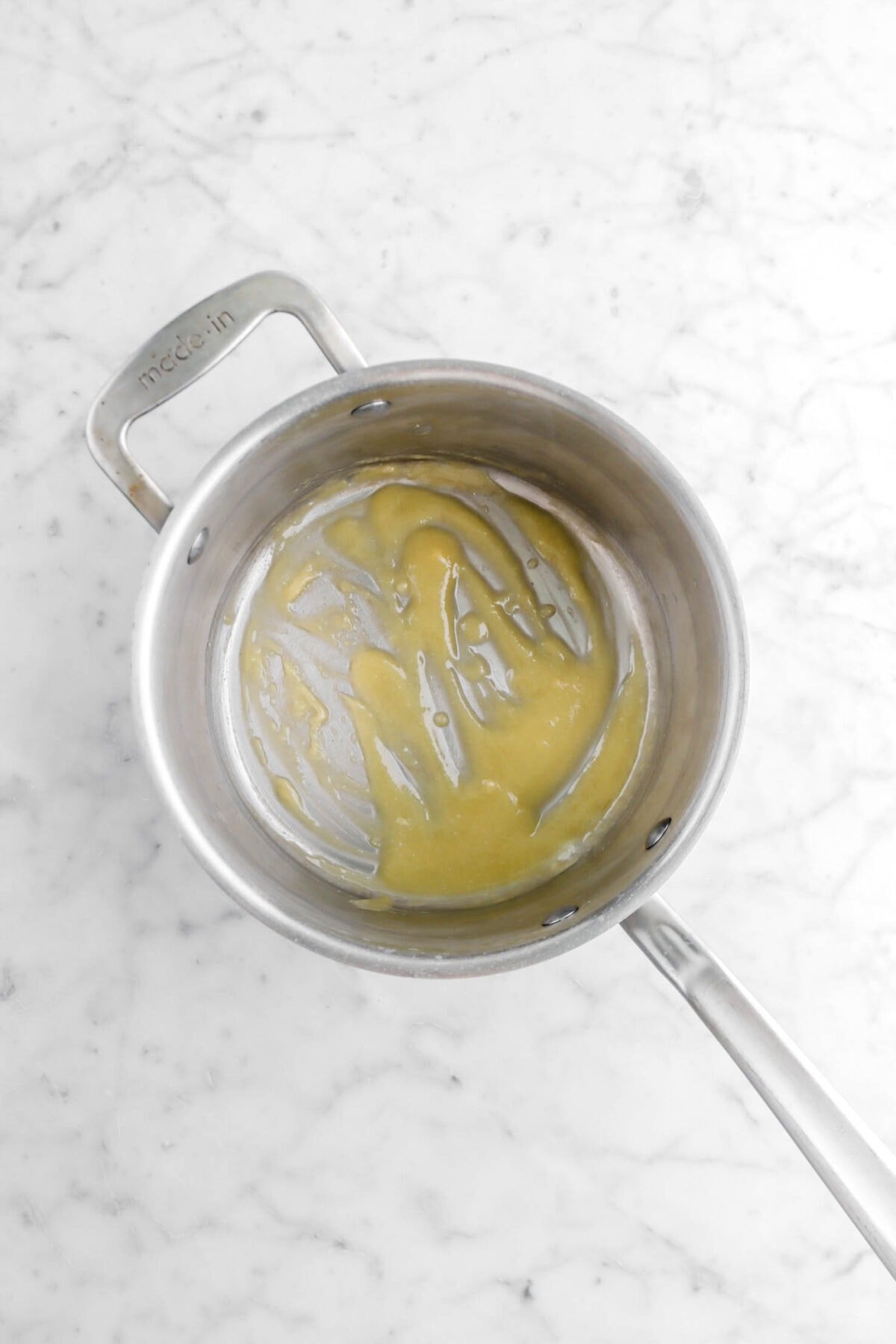 roux in small pot on marble surface