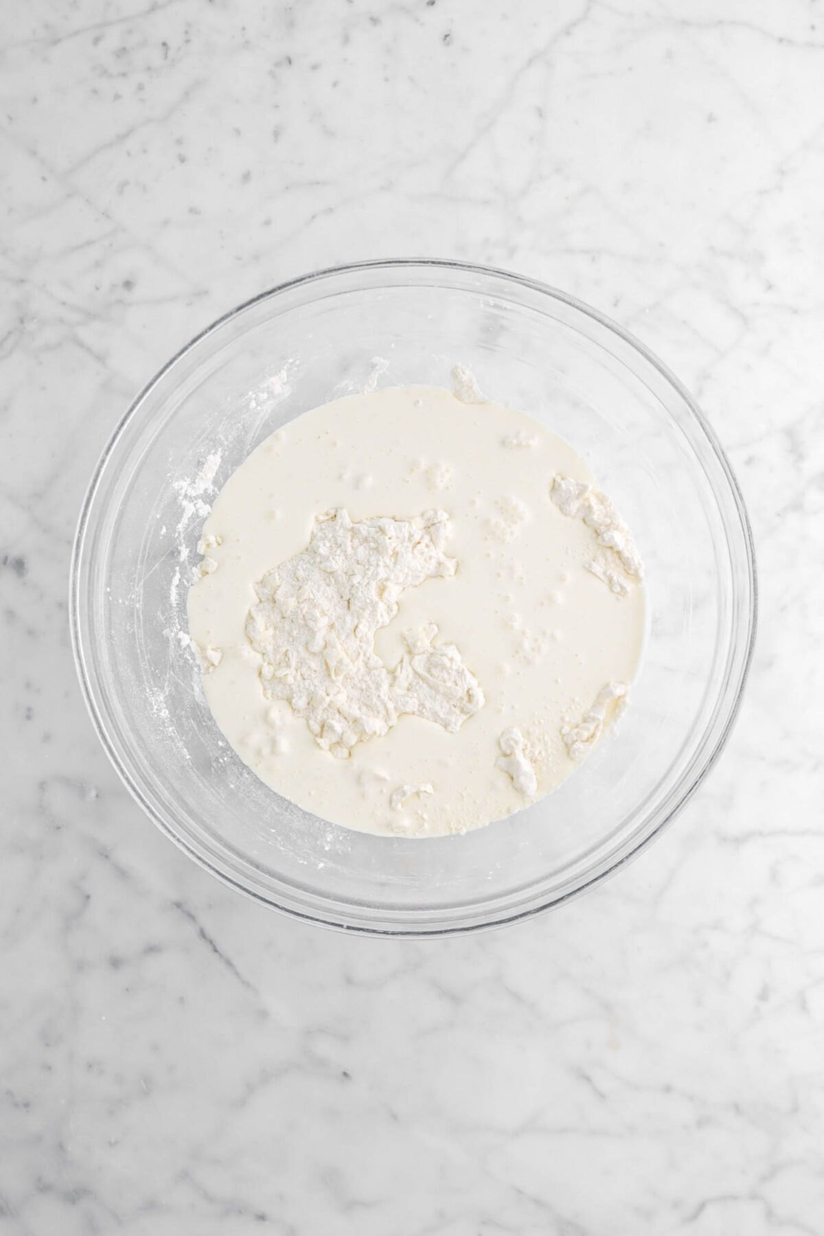 cream mixture added to dry ingredients
