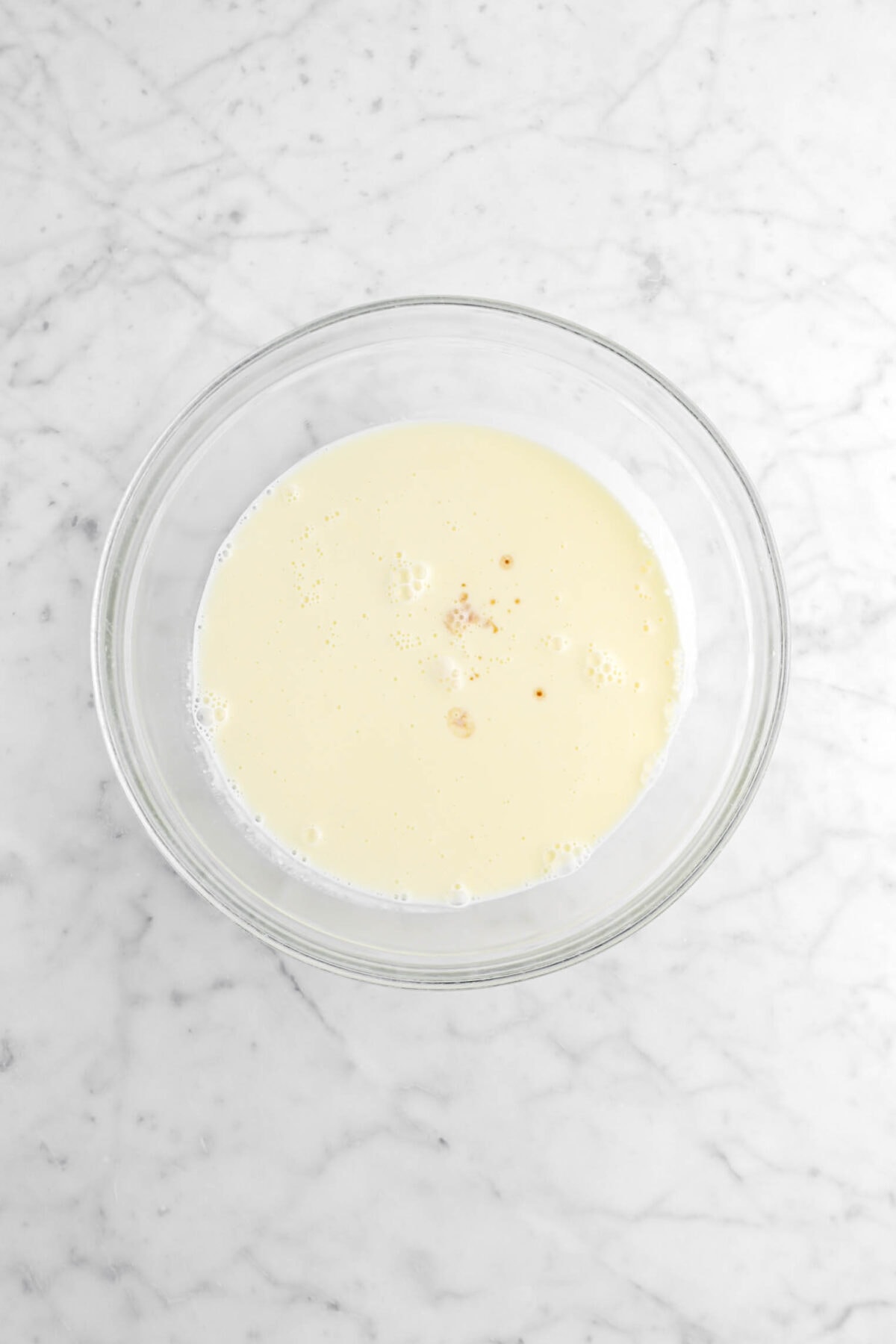 vanilla and custard in glass bowl
